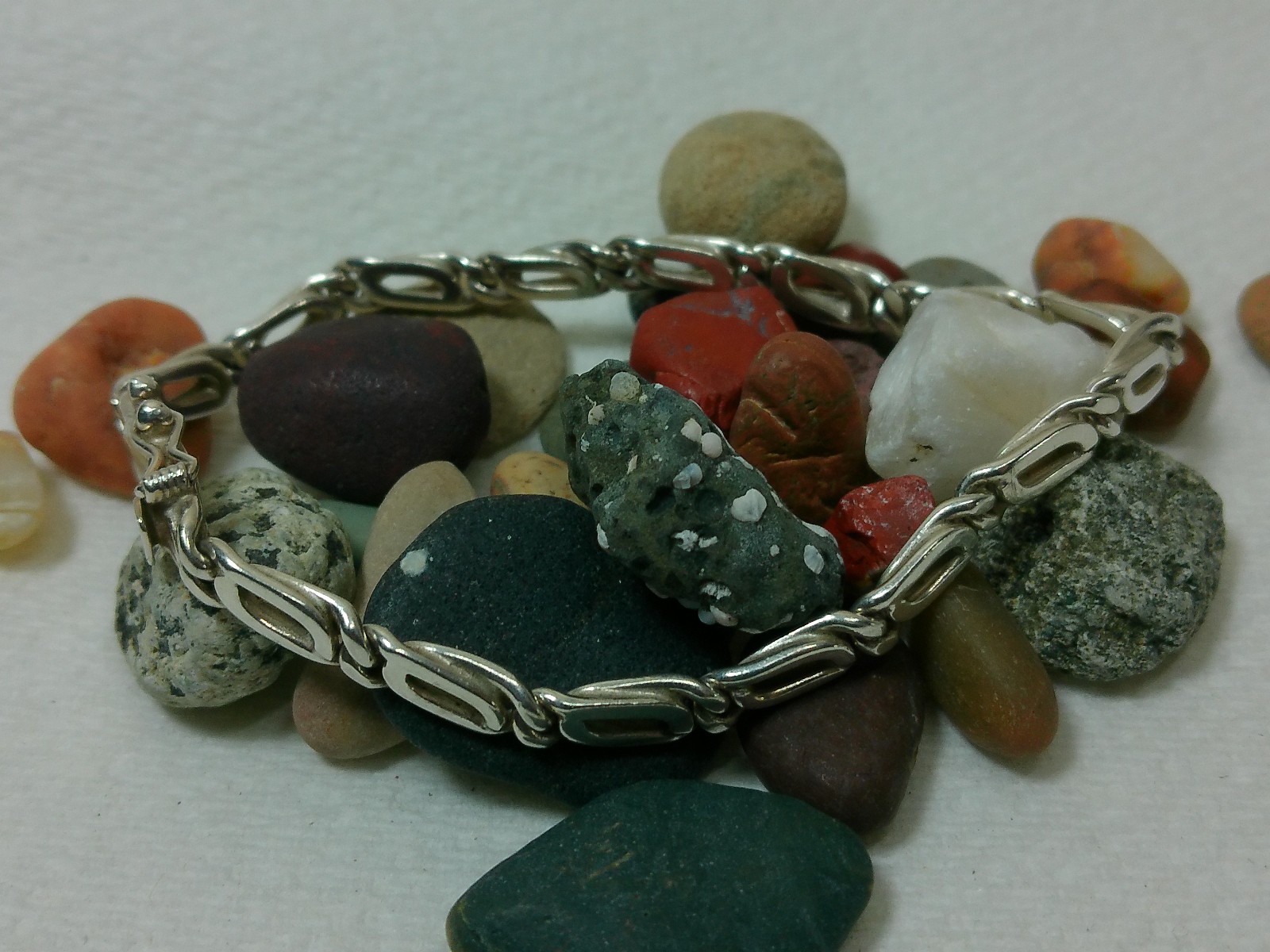 VTG 950 Sterling Silver Anchor Mariner Dbl Linked Chain Tennis Bracelet 8 1/8″