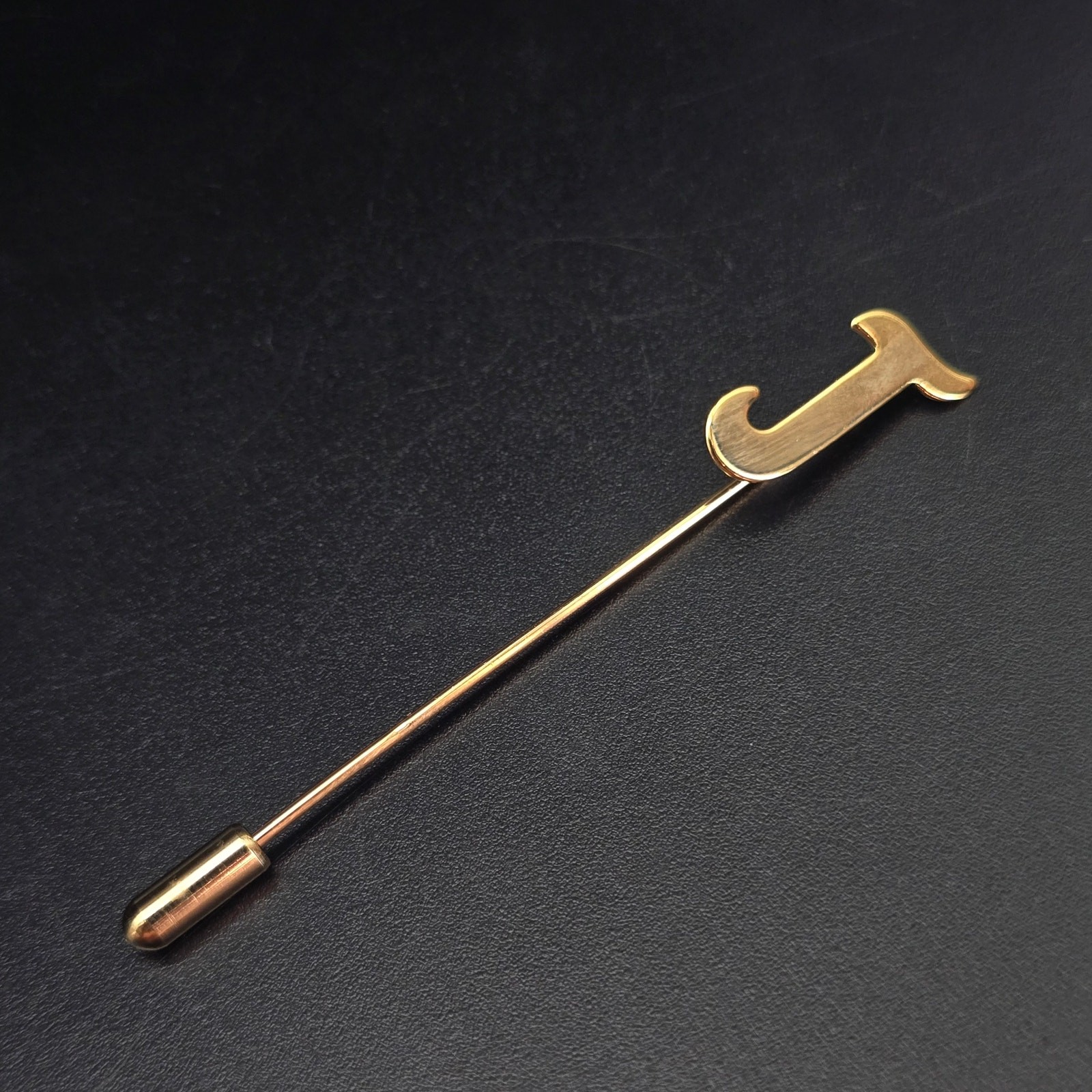 Vintage Gold Tone Letter J Initial Stick Pin Timeless Classic New Old Stock