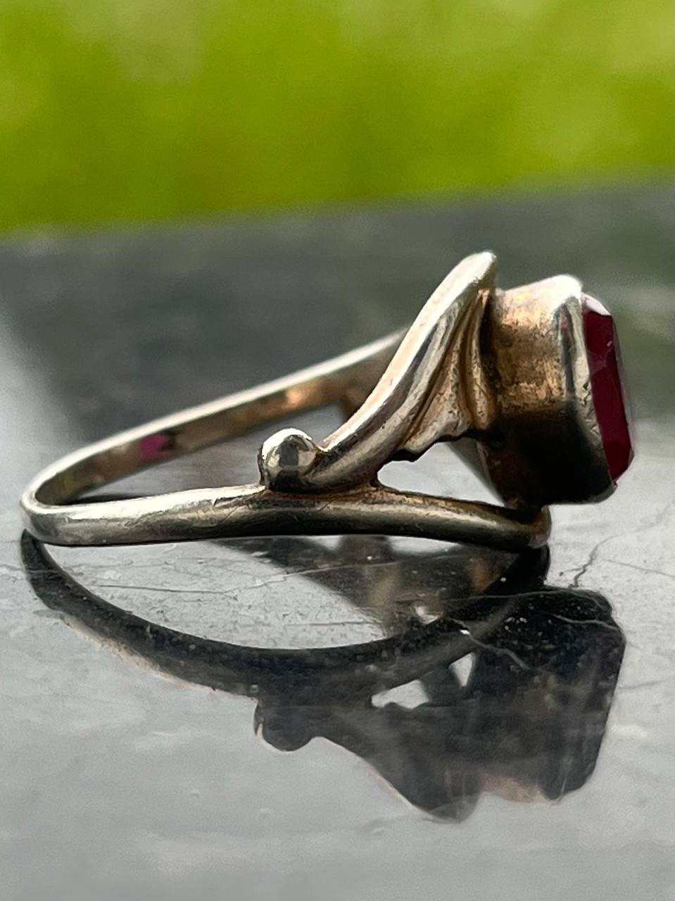USSR Ring Woman Silver 925 Vintage Jewellery corundum (ruby) – 17.5mm