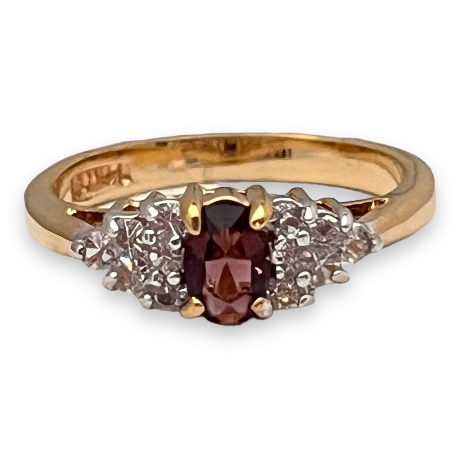 Vintage 1970s Ring Size 7 Purple CZ Cluster Prong Set Gold Plated – 14Z