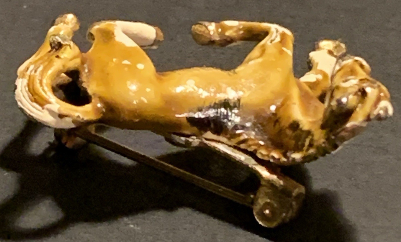 Gold Tone Enamel Paint Horse Equestrian Brooch Vintage