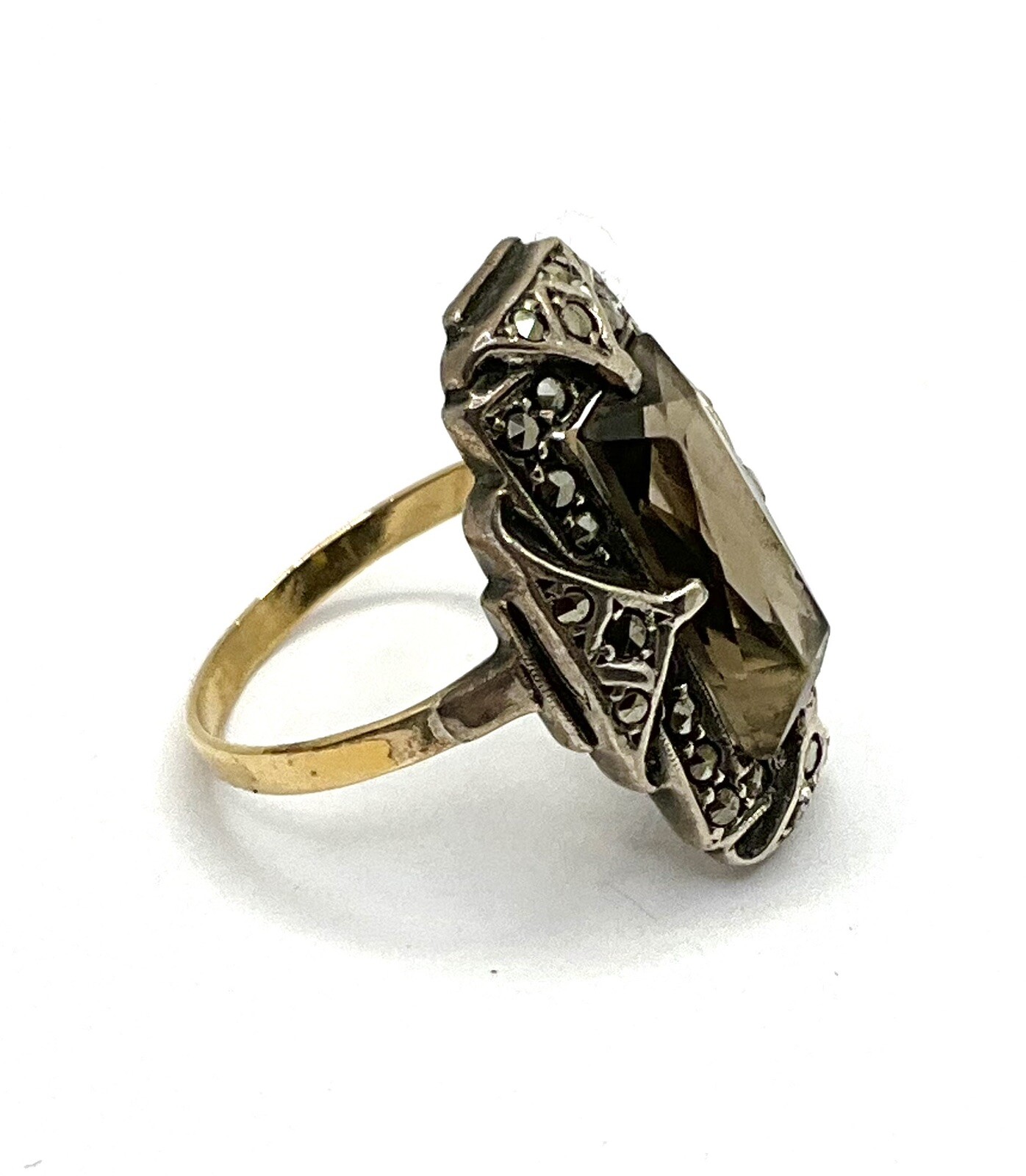 Lovely Gold Silver Amethyst Marcasites Ring Circa 1920