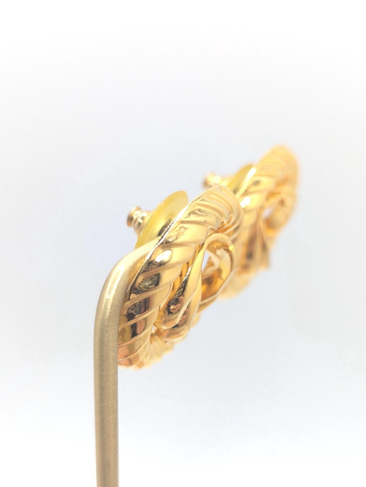 Vintage Gold Tone 1980s Large Stud Round Earrings 80s Openwork Lightweight Gift