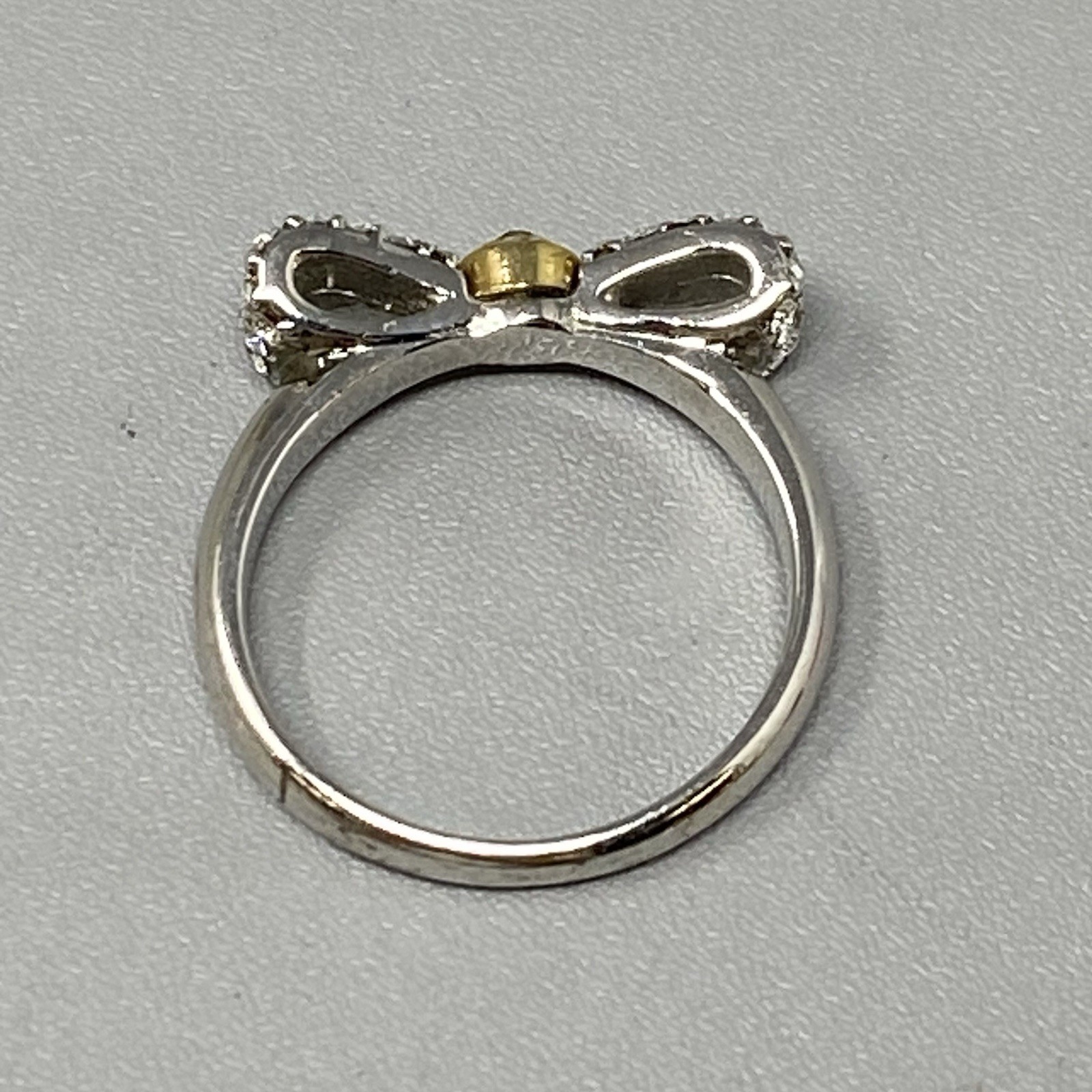 Henri Bendel Bow Coctail Ring Henri Bendel Two Tone Swarovski Crystals Pave 6.5
