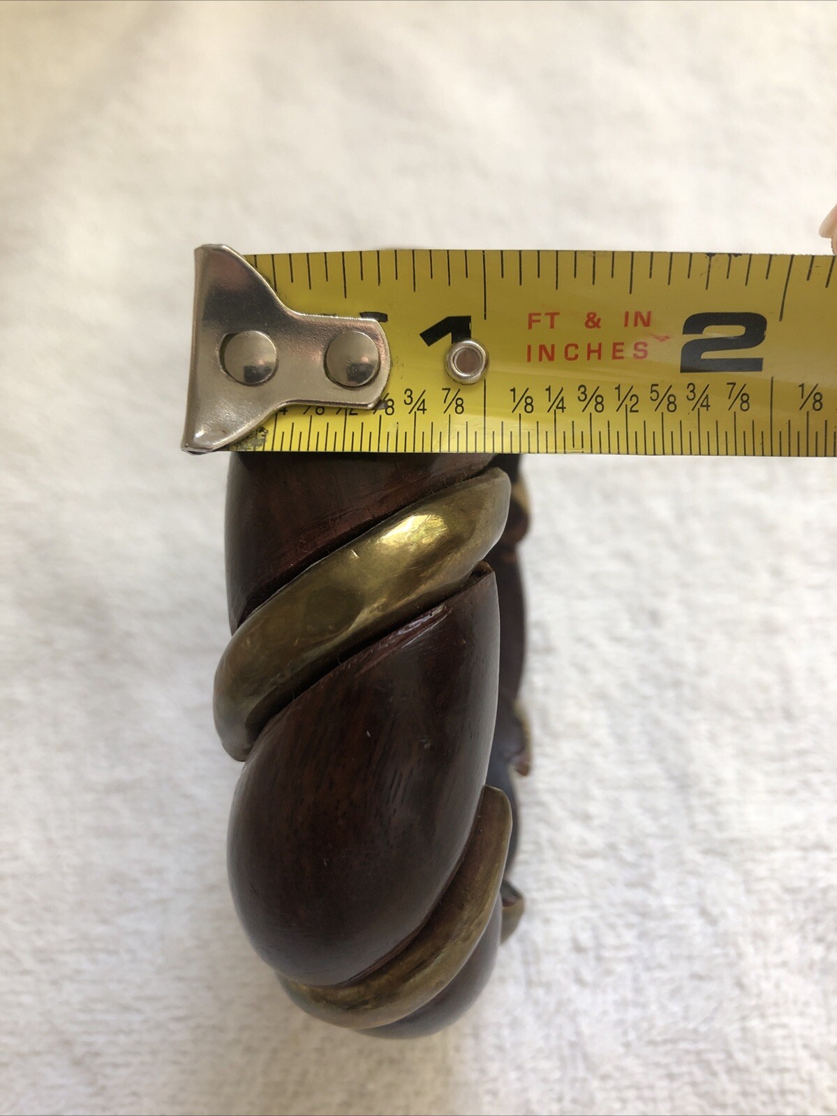 Vintage 1960’s Dark Brown Wooden Bangle with Gold Tone Metal Inlay Bracelet