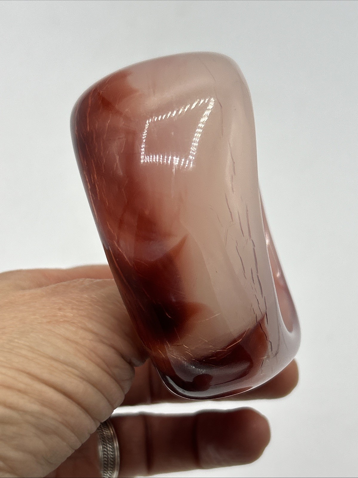 Vtg Lucite Plastic Redish Brown Chunky Bangle Bracelte inside 8″