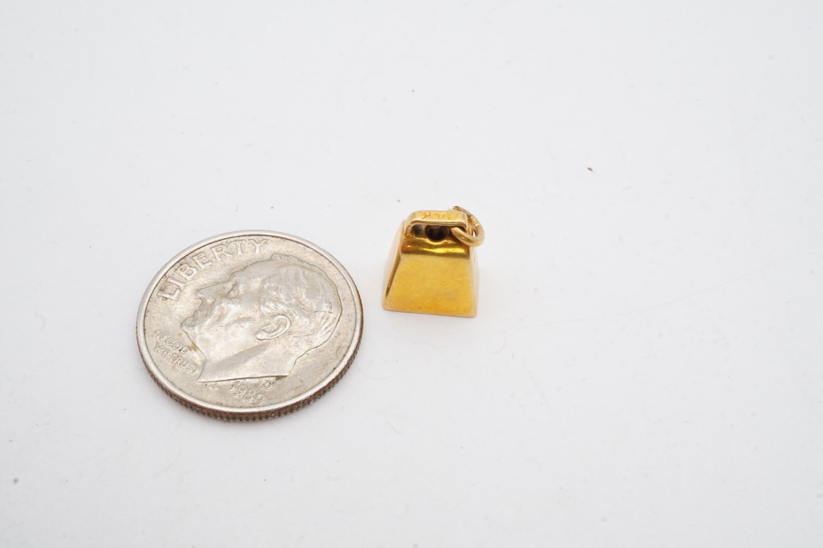 Vintage 14k Yellow Gold Cow Bell Charm Articulating