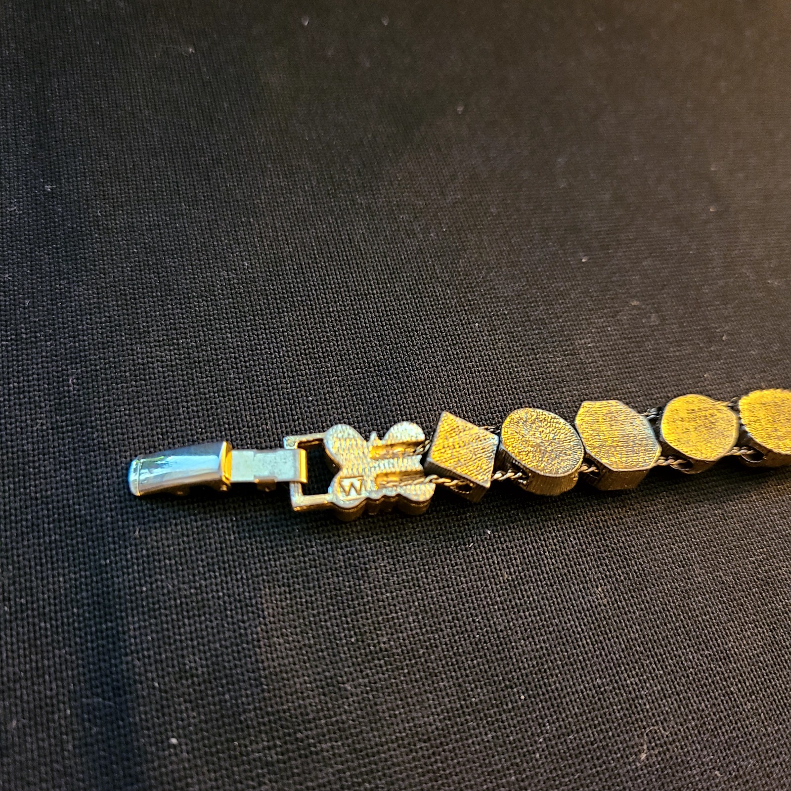 Vintage Victorian Gold Tone Slide Bracelet (14) Charms Mom Cameo Butterfly Heart