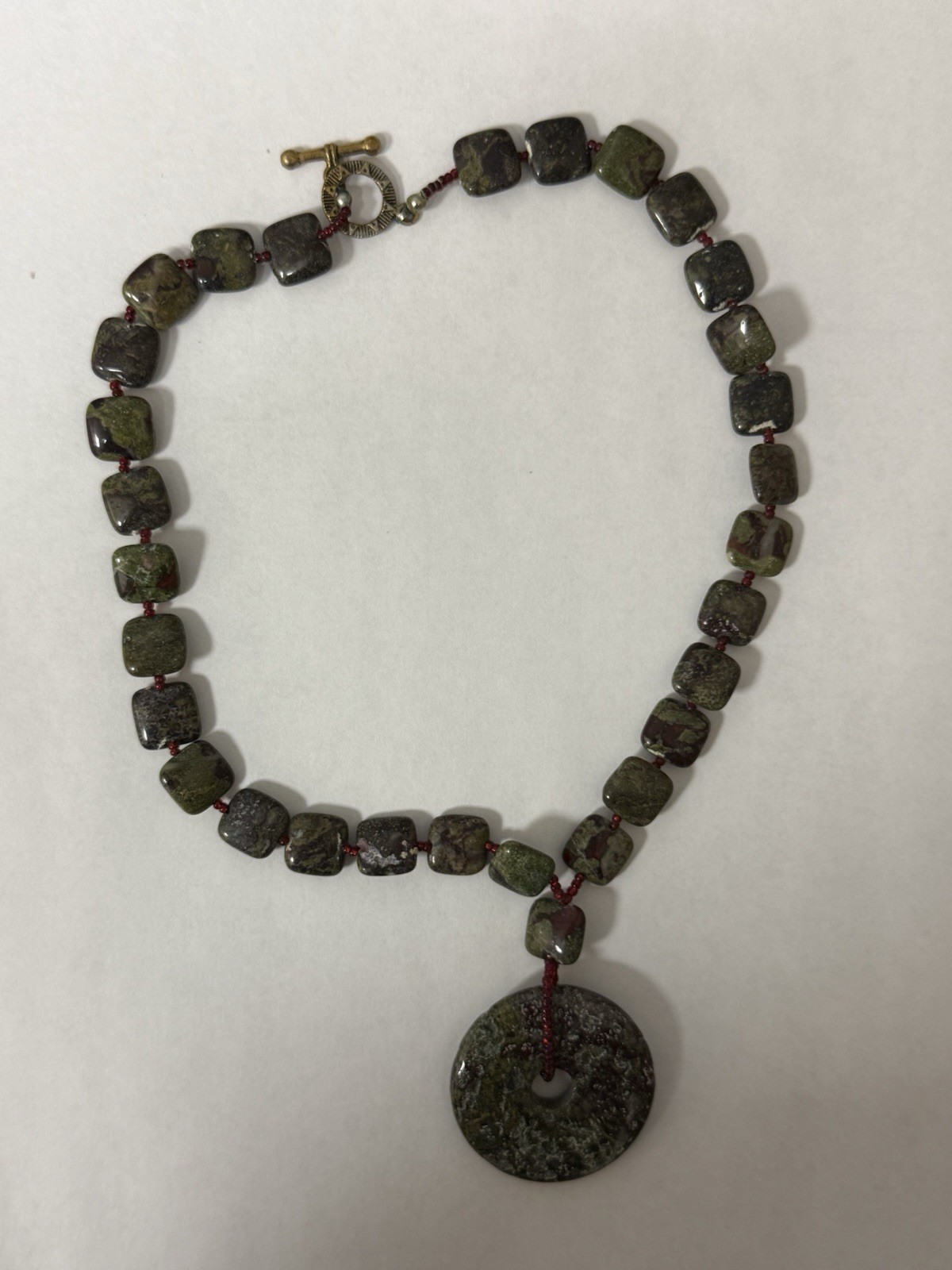 NATURAL JASPER STONES GRAINED SHAPES 10″ LENGTH NECKLACE VTG style timeless