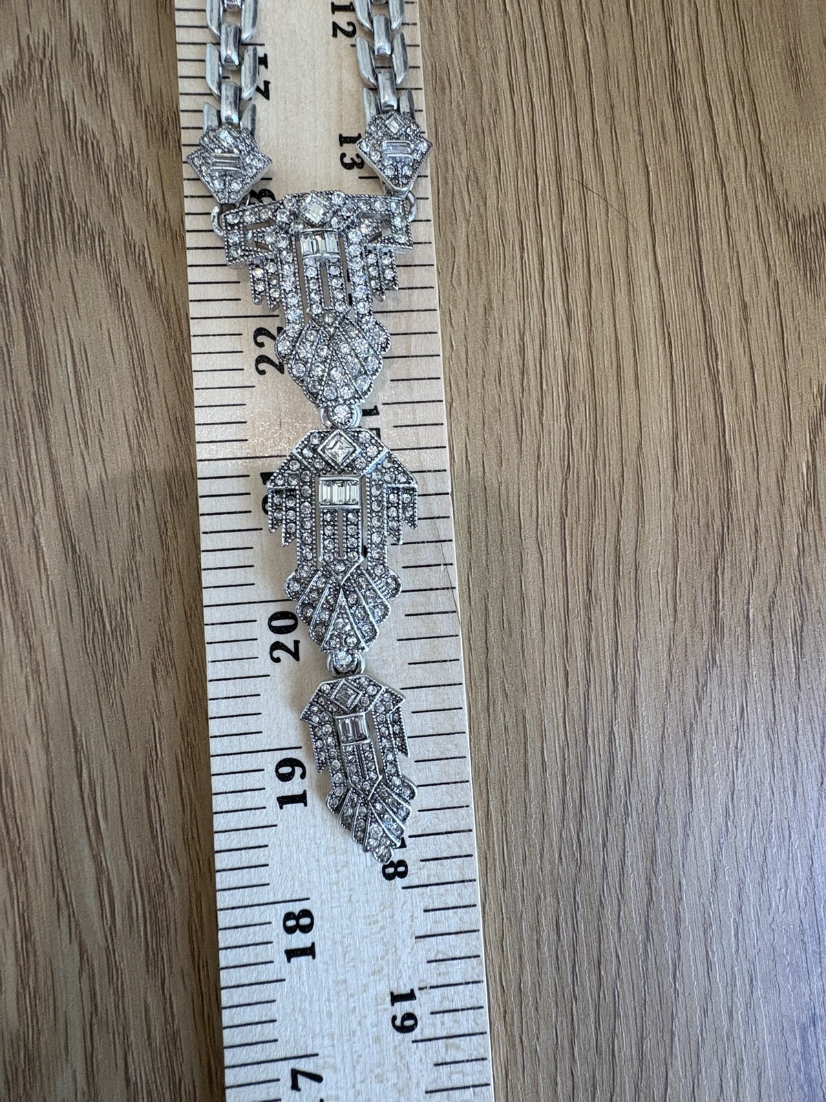 Stella & Dot Necklace Casablanca Rhinestone Silver Tone Convertible Pendant 18”