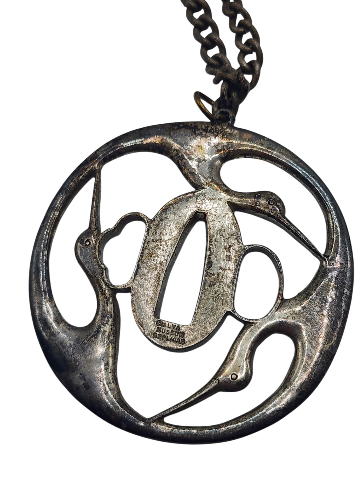 Alva Museum Replicas Vintage Ibis Bird Sword Guard Tsuba Necklace Pendant