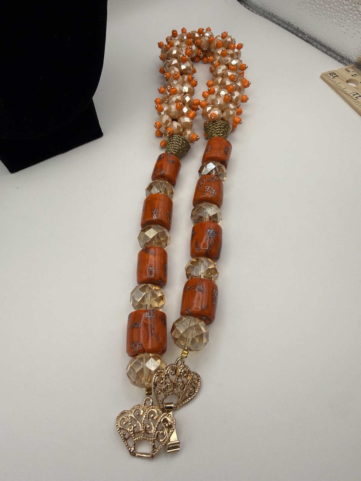 Vintage Chunky Statement Necklace Earrings Set Beads
