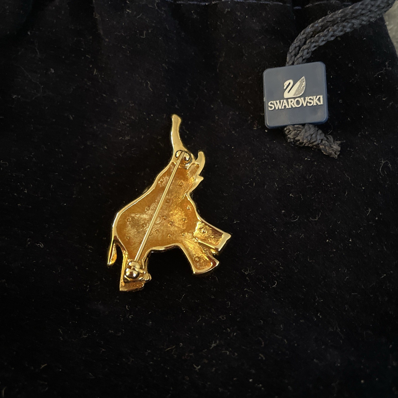 Swarovski Elephant Brooch in Goldtone w/Crystals