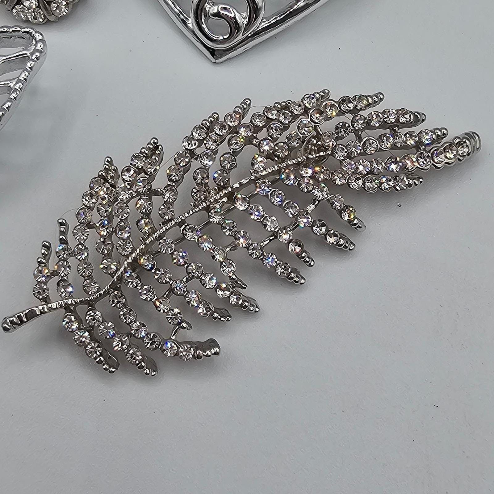 Vtg Silver Tone Brooch Pin Lot Butterfly Stars Heart Feather Rhinestone Sparkle