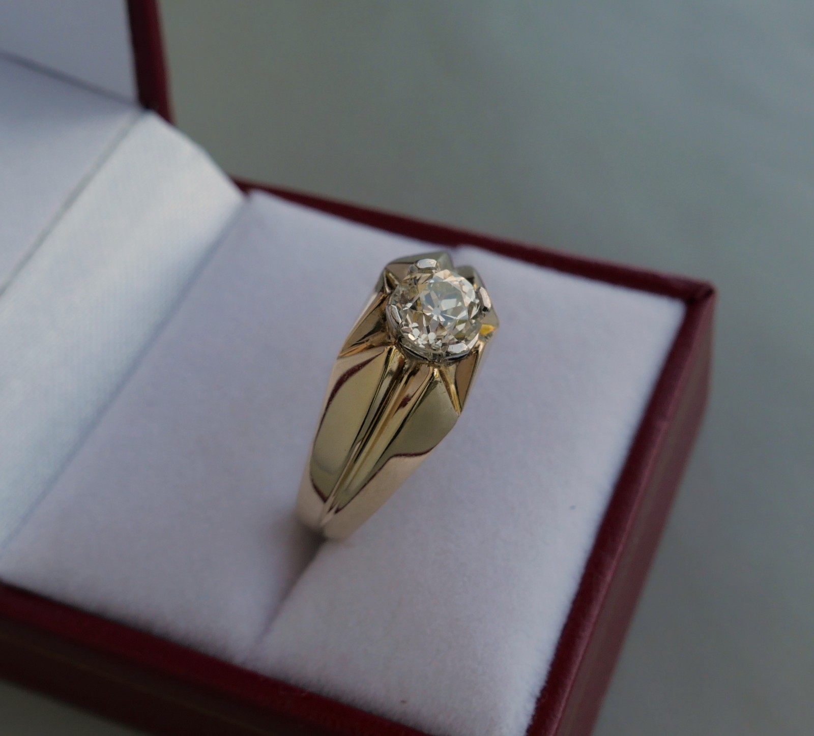Vintage 14K Yellow Gold 0.90 Ct Old European Cut Diamond Ring 5.3 Gr Sz 8.75