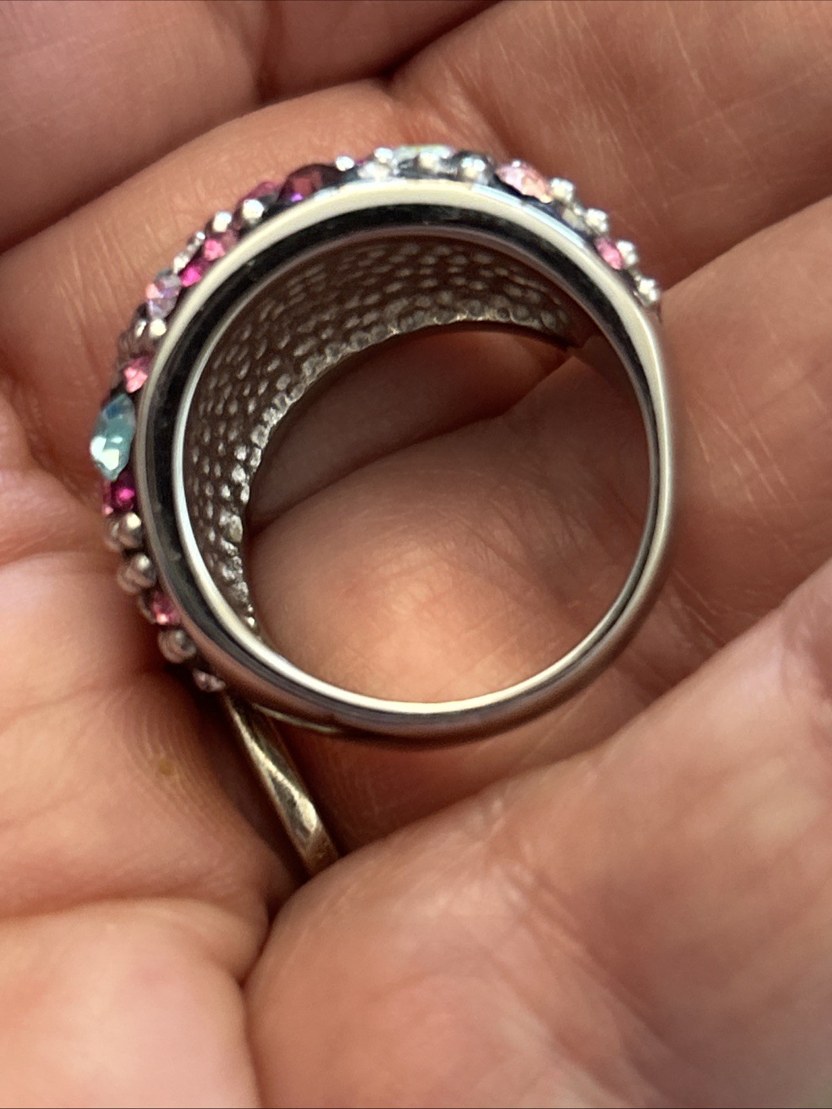 Vintage INox 316L Stainless With Multicolor Faceted “Crystals,Gems, Or ?” Ring