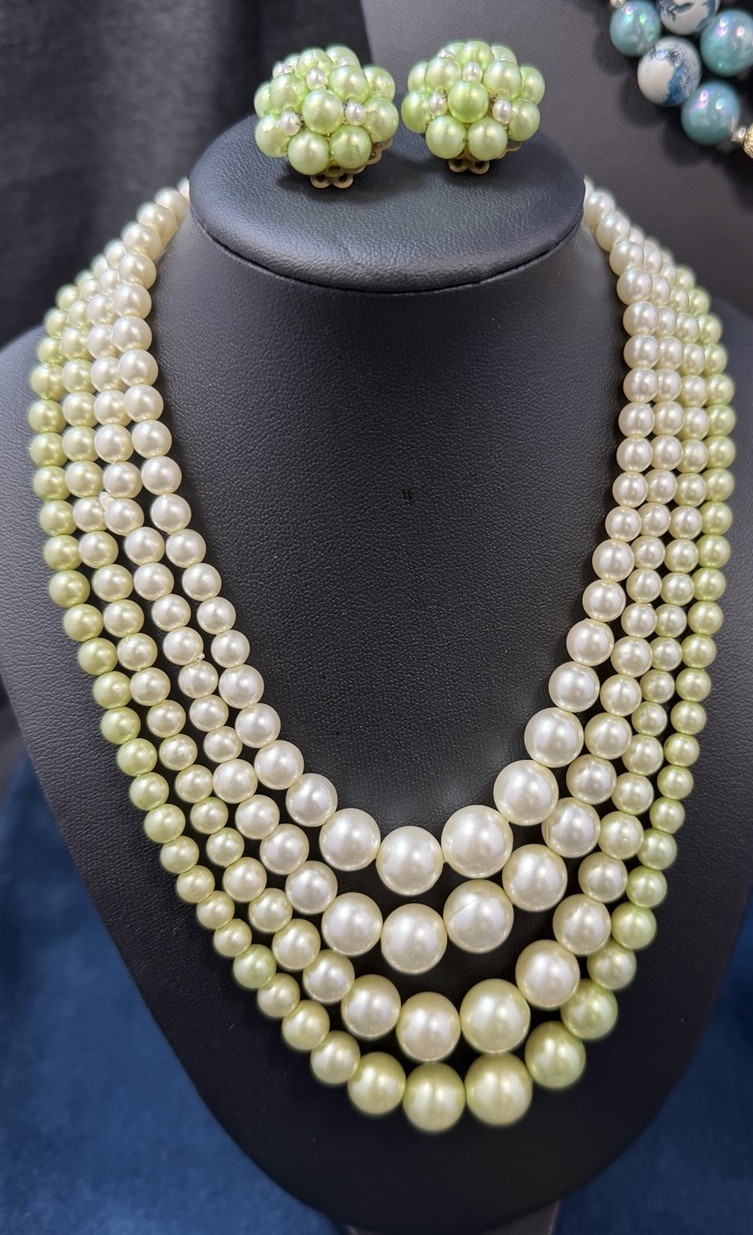 Vintage MCM All Japan Beaded Jewelry Lot Necklaces Earrings 19 PCS Multi Strand