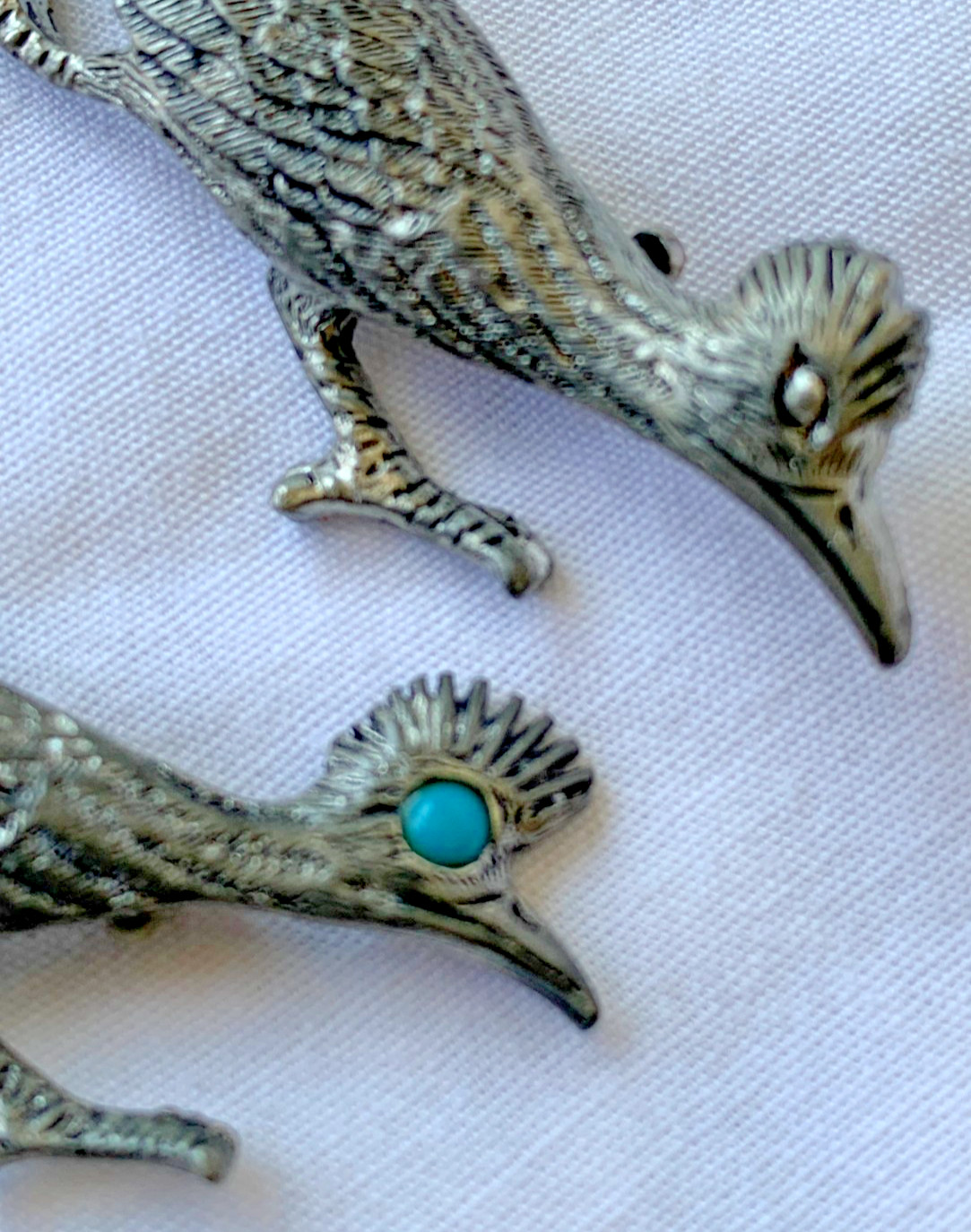 2 Roadrunner Pins Silver-tone South Western Jewelry 1-J. Ritter & 1-Foritt