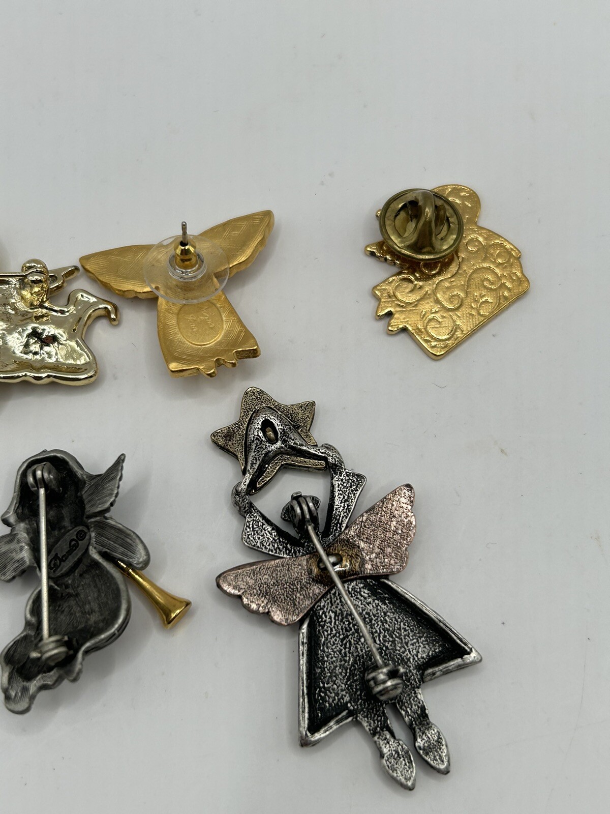 Vintage Angel Pin Brooch Lot – Gold Tone, Pewter, Daria, Norma Jean
