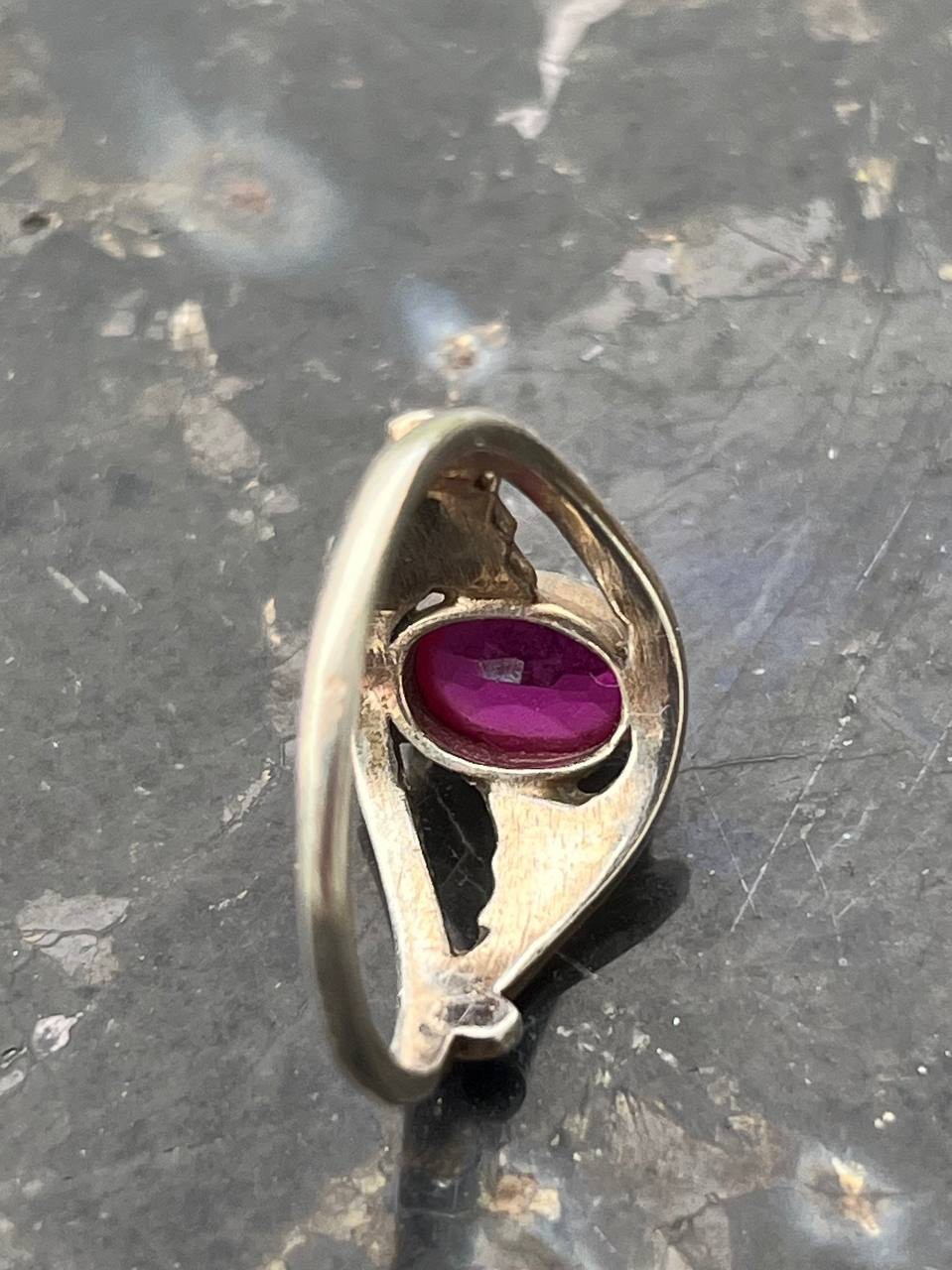 USSR Ring Woman Silver 925 Vintage Jewellery corundum (ruby) – 17.5mm