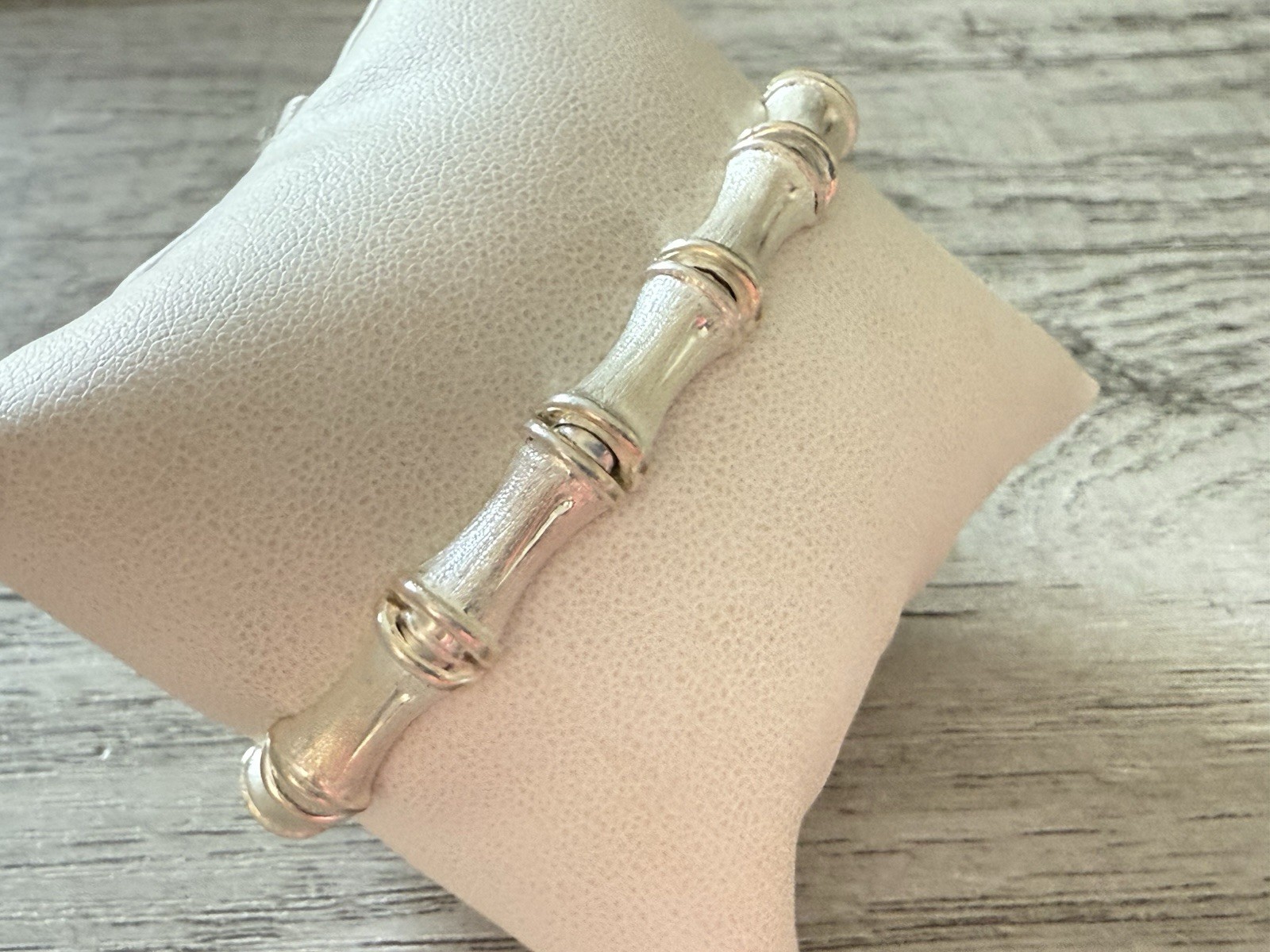 Vintage Signed Sterling Silver 925 Italy Bamboo Link Chunky Chain Bracelet 11g