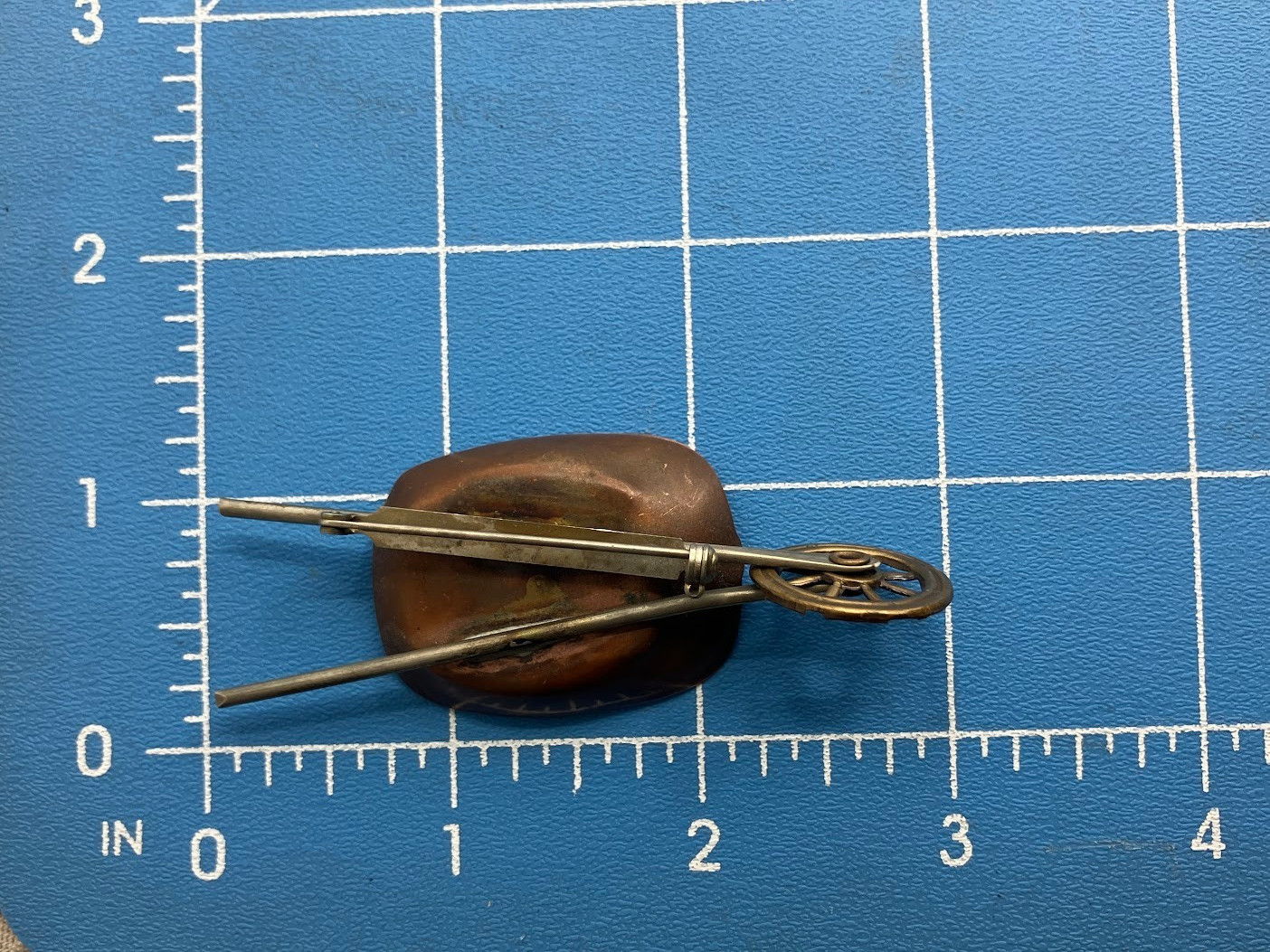 Vintage Copper Wheelbarrow Brooch Movable 3″ Pin