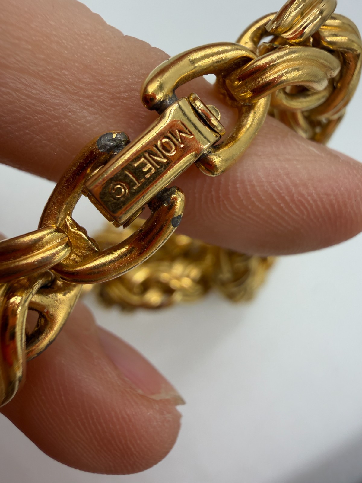 Vintage Necklace Monet Heavy Thick Rope Chain Goldtone Metal 22 inches