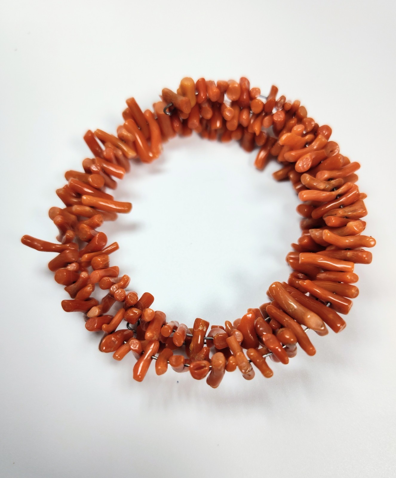 Vintage 1970’s Natural Orange Red Coral Stick Branch Wrap Bracelet