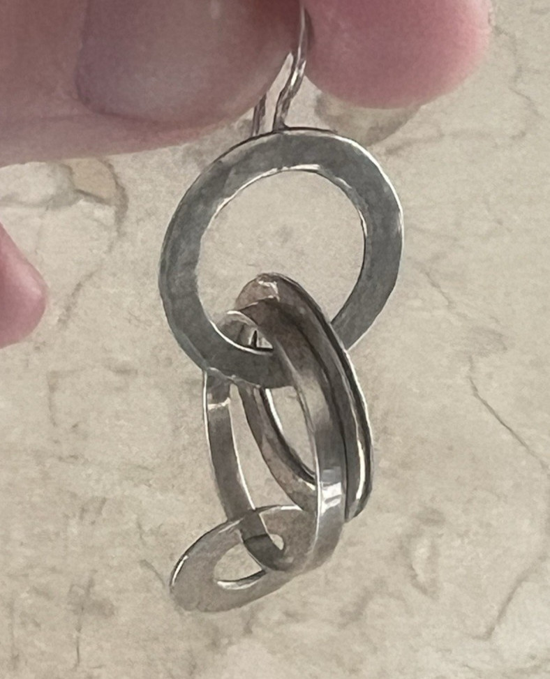 Vintage Sterling 9225 Multi Circle Hoop Dangle Drop Earrings 2 1/4″