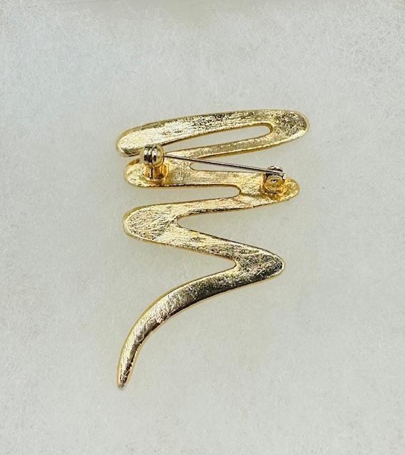 Yellow Gold Tone Zig Zag Brooch