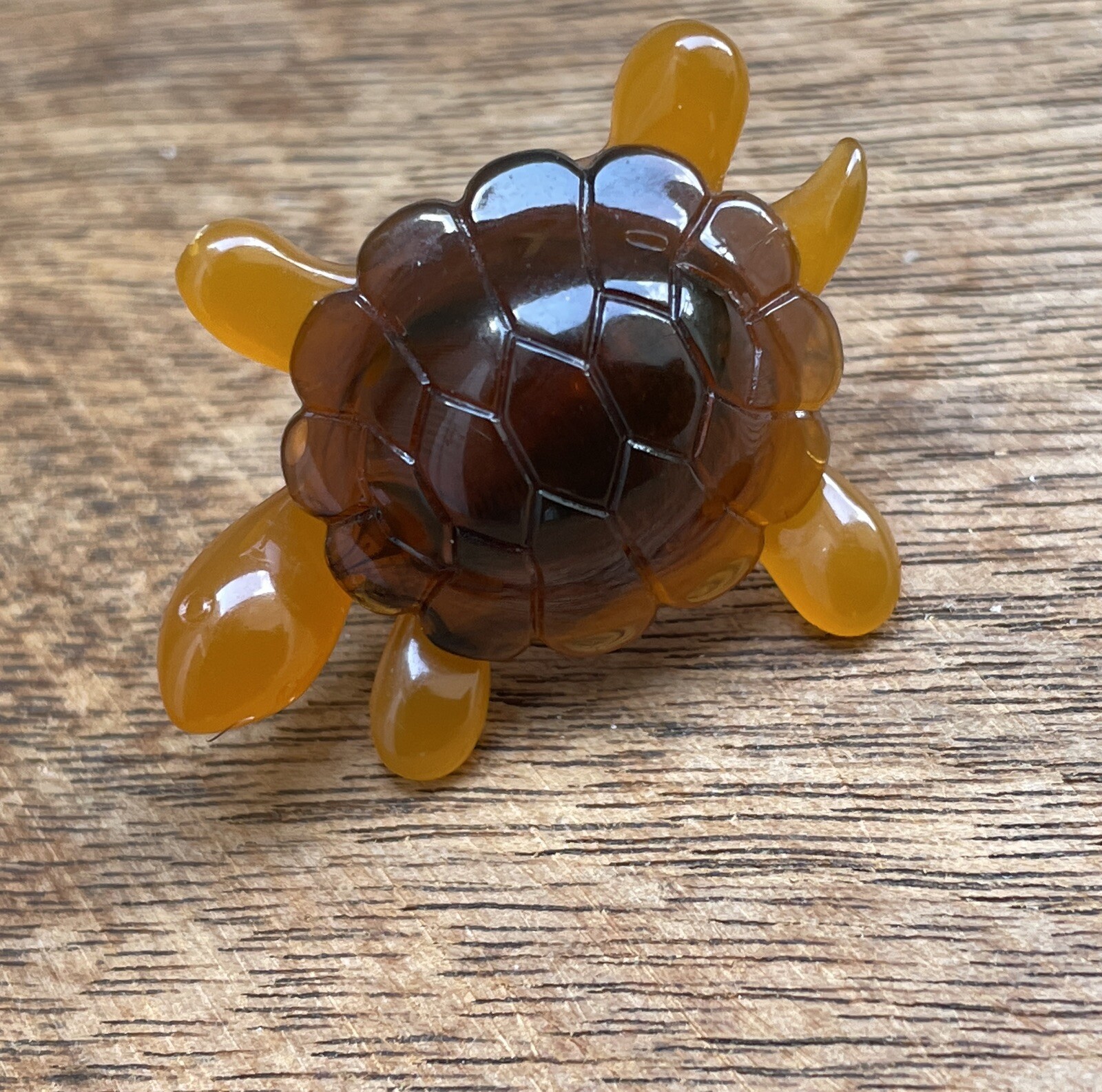 Vintage Tac Pin Brooch Turtle Brown Lucite Faux Tortoise Shell Novelty Jewelry
