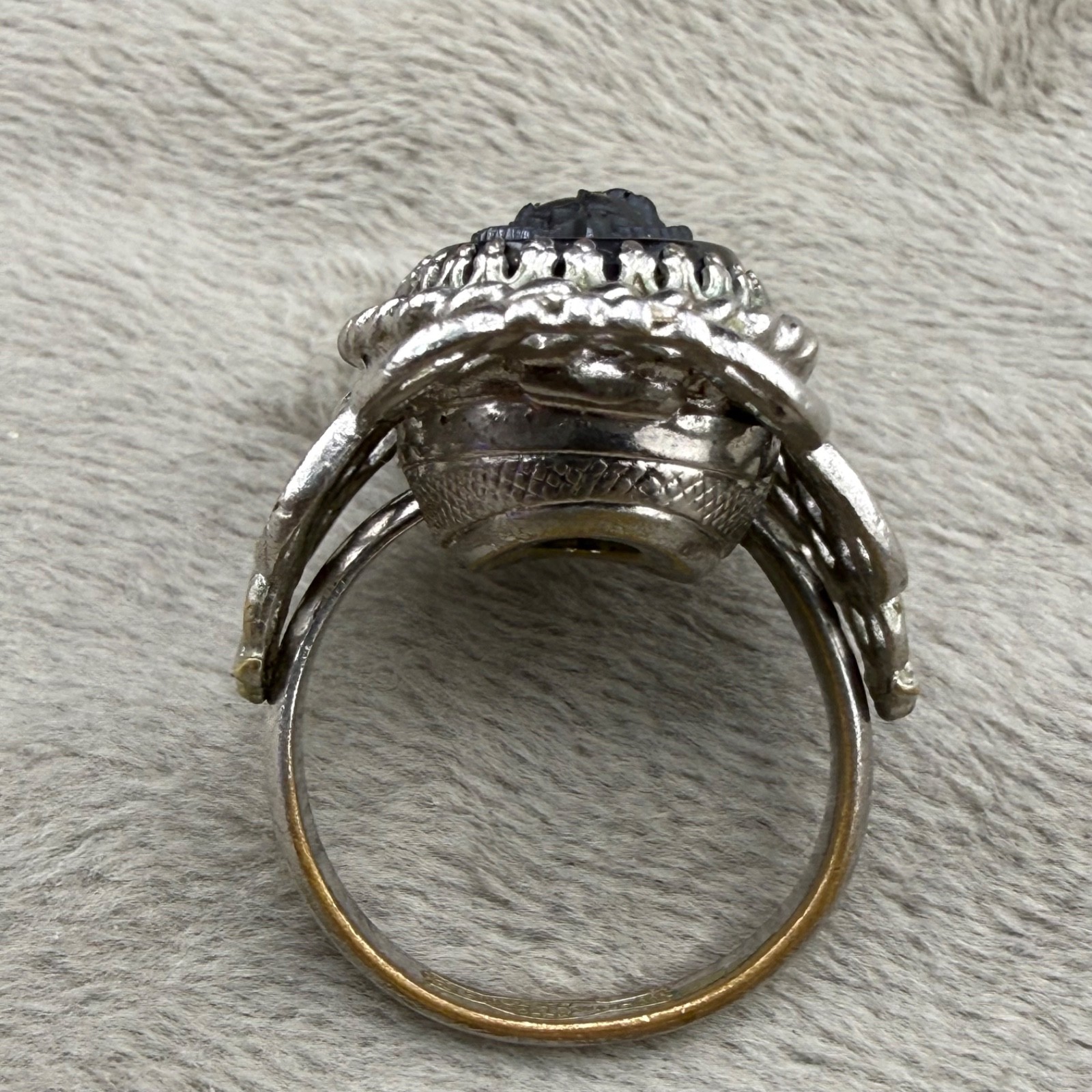 Vintage Whiting & Davis Ring Silver Tone Adjustable Size 6