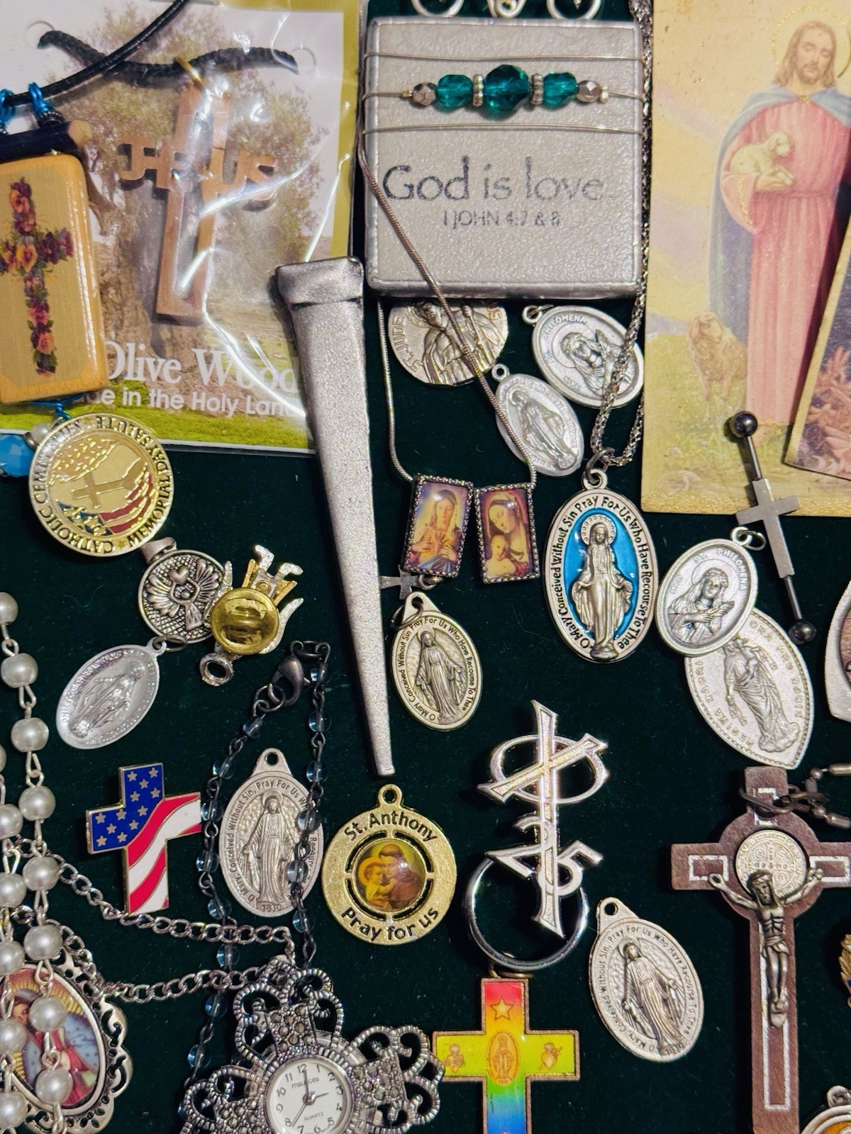 Vintage Modern Religious Cross Necklace Jewelry Lot 120+ Italy Germany Bethlehem