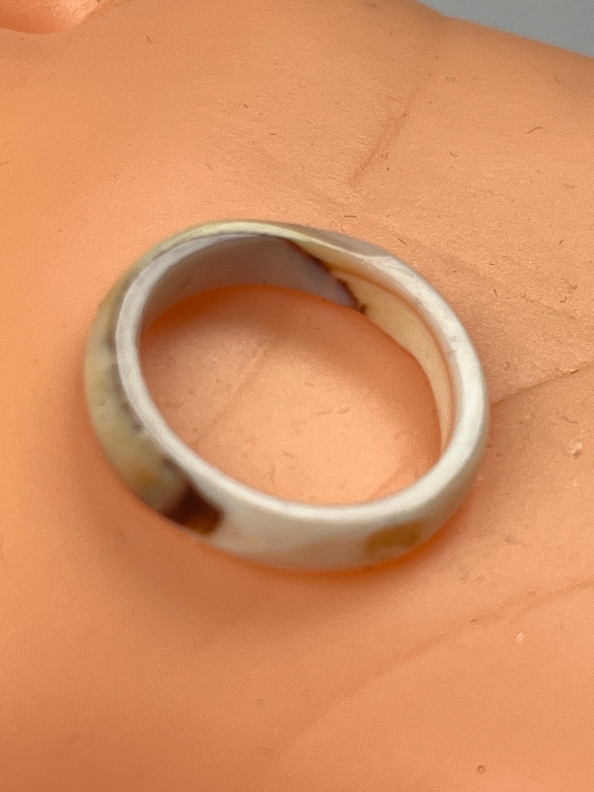 Simple Orange Cream & Flecks of Brown Seashell Stacking or Not Band Ring Size 5