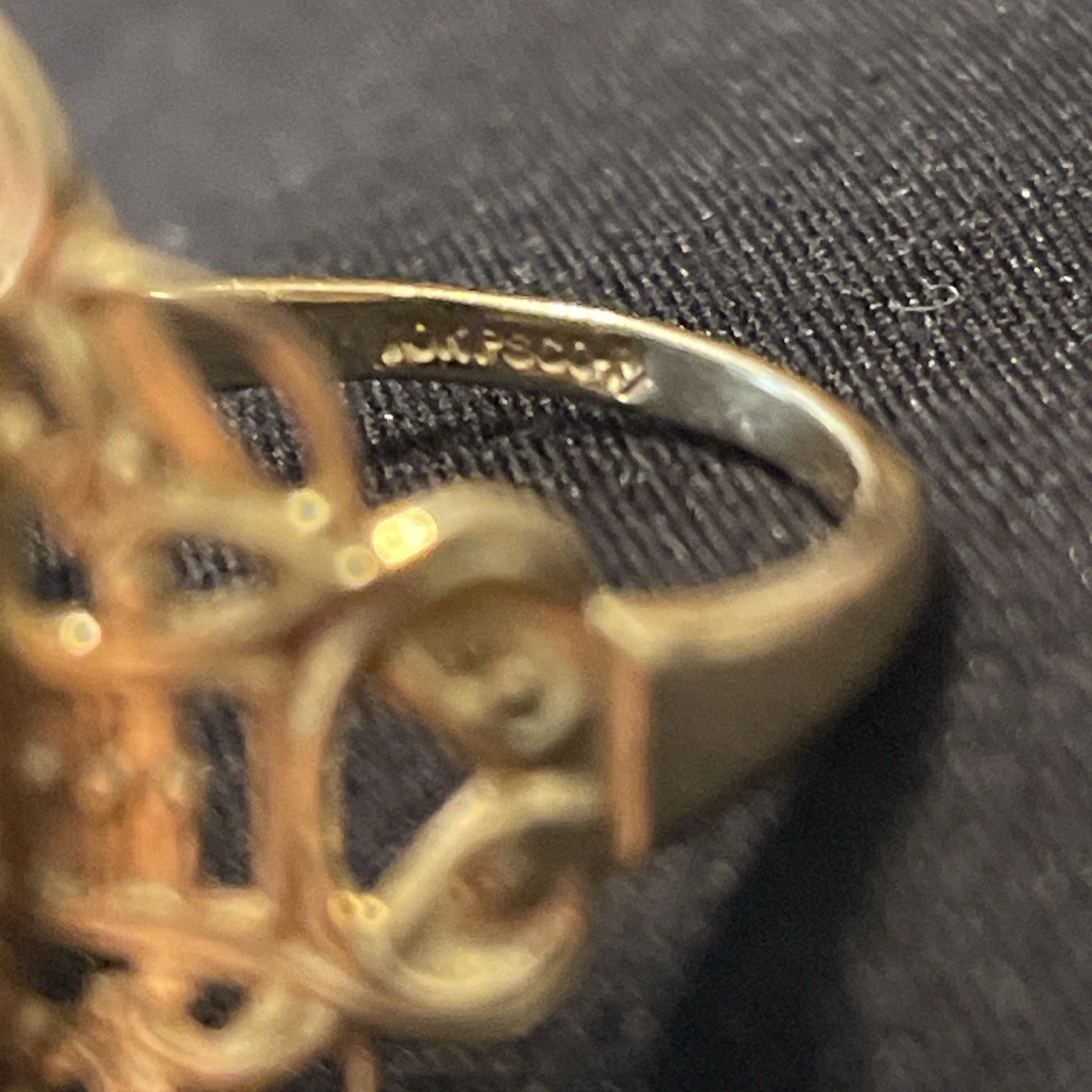 Vintage PSCO 10K Gold Black Onyx Diamond Filigree Lace Cocktail Ring Size 7