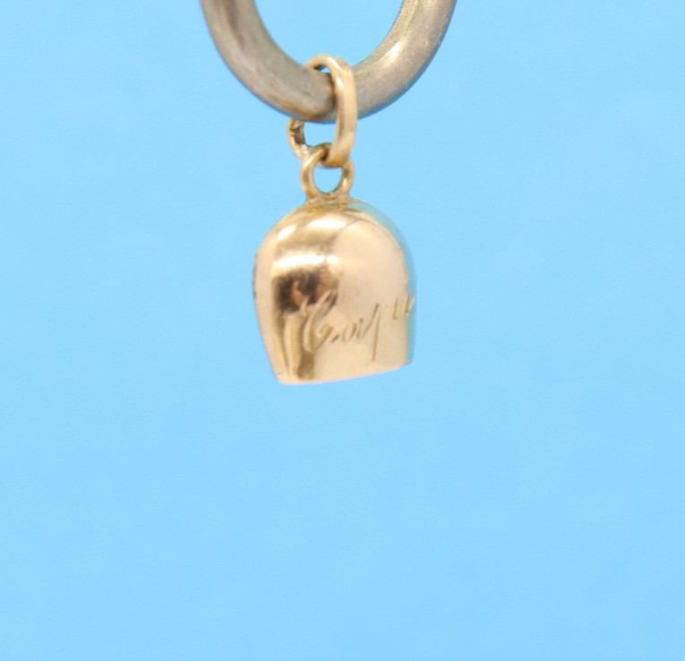 Vintage 18k Yellow Gold Cow Bell 5/8″ Pendant Charm Engraved