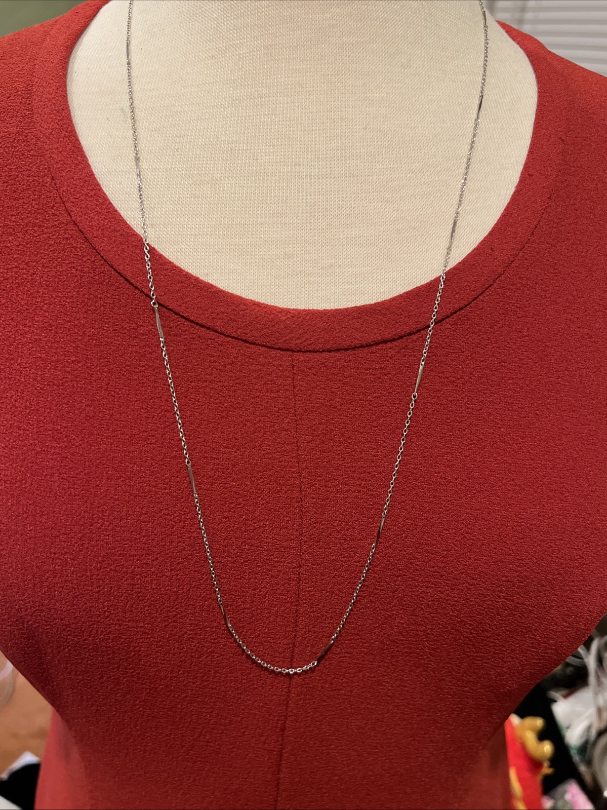 Vintage Monet Silver Tone Minimalist Bar Link Long Chain 30” Necklace