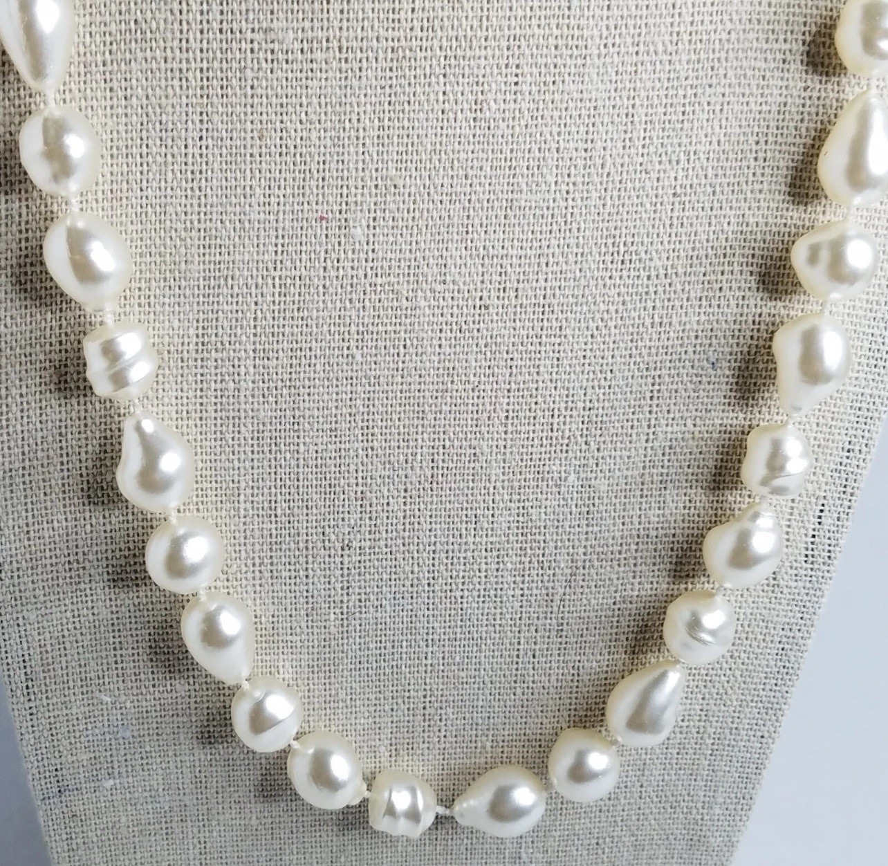 Vintage TACOA Faux Pearl Necklace 22” Baroque Beads Classic Bridal Jewelry