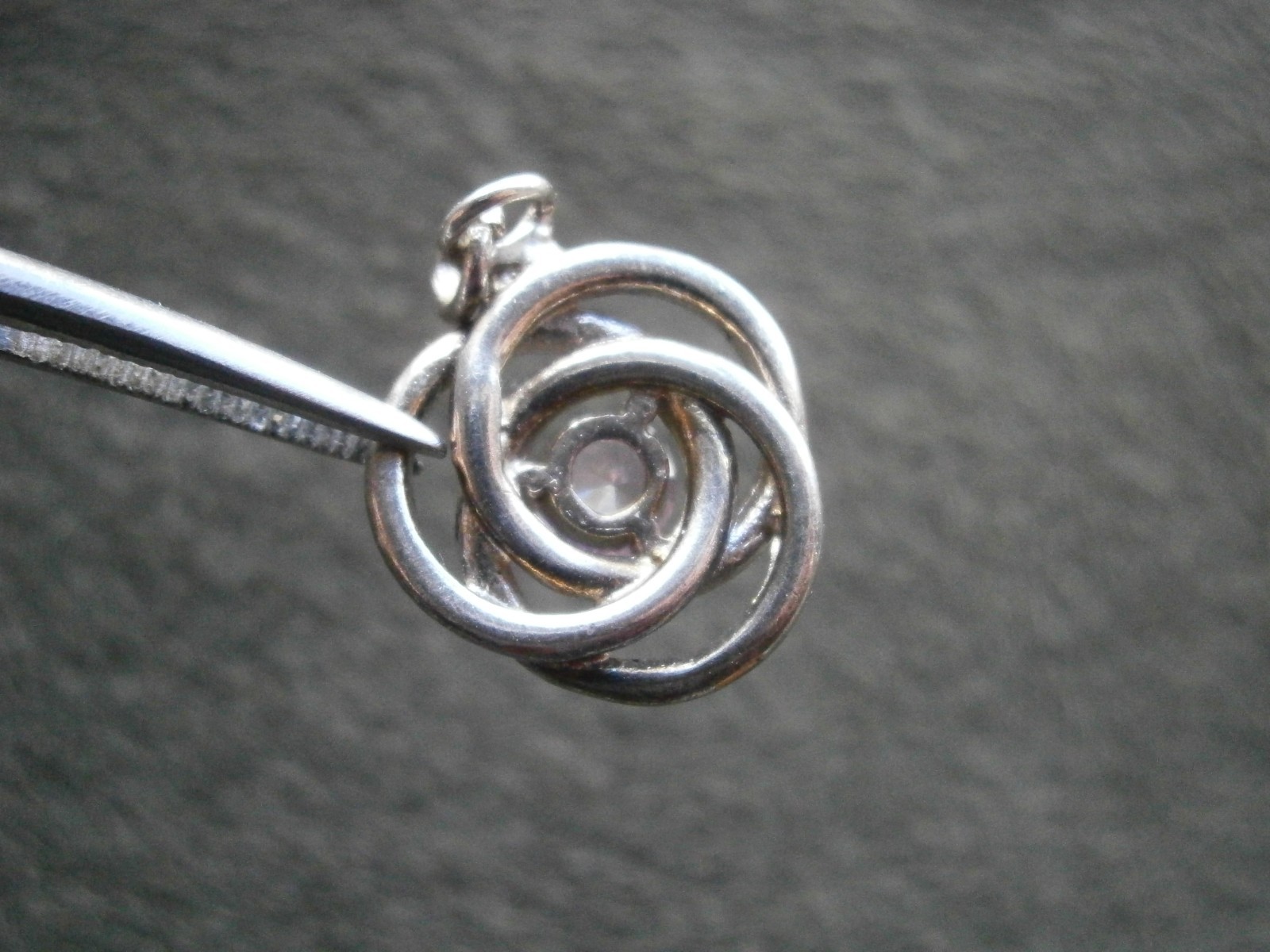 Purple Faceted Stone in Silvertone Mount Bracelet Charm Pendant 1.7g