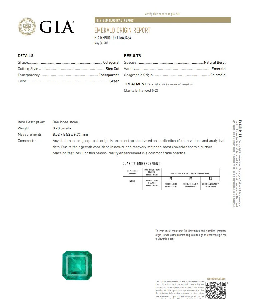 GIA CERTIFIED Colombian Emerald Square Shape Vivid Green 3.28 Carats