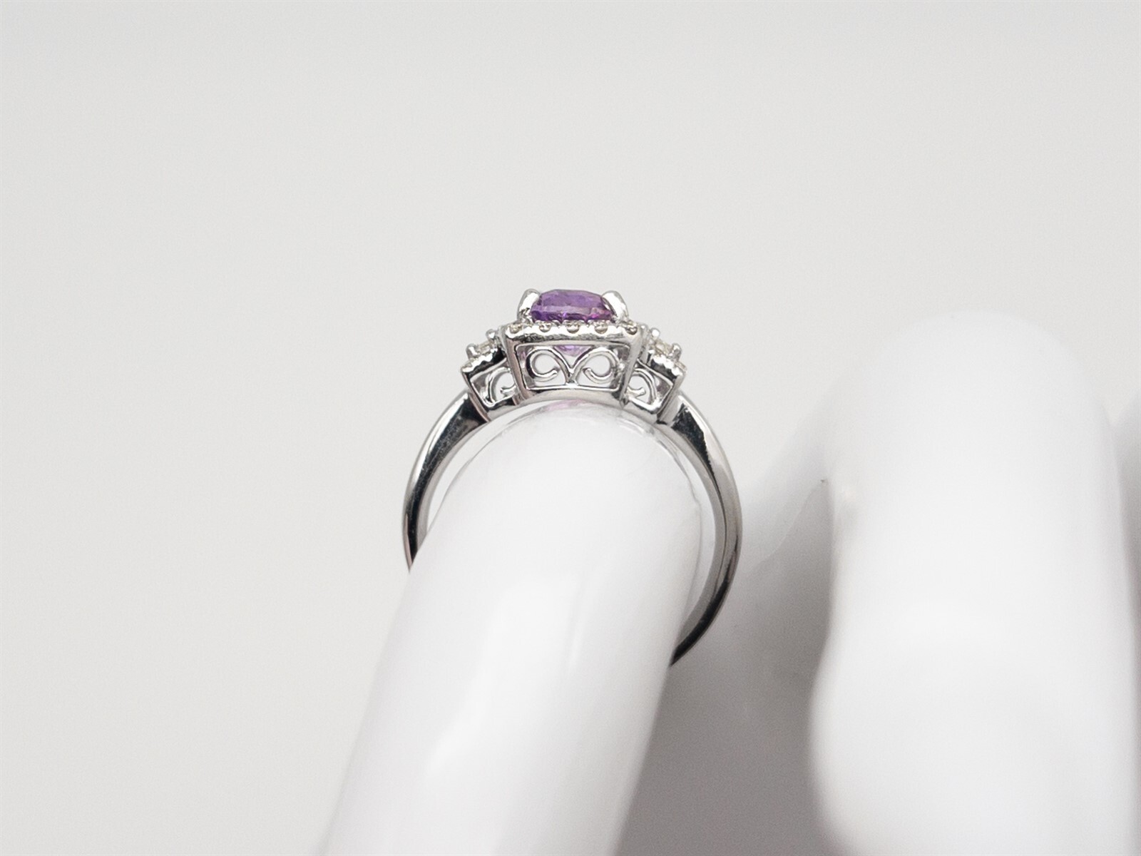 $10,000 CERTIIFED 2.34ct Purple Pink Sapphire Diamond 14k White Gold HALO Ring