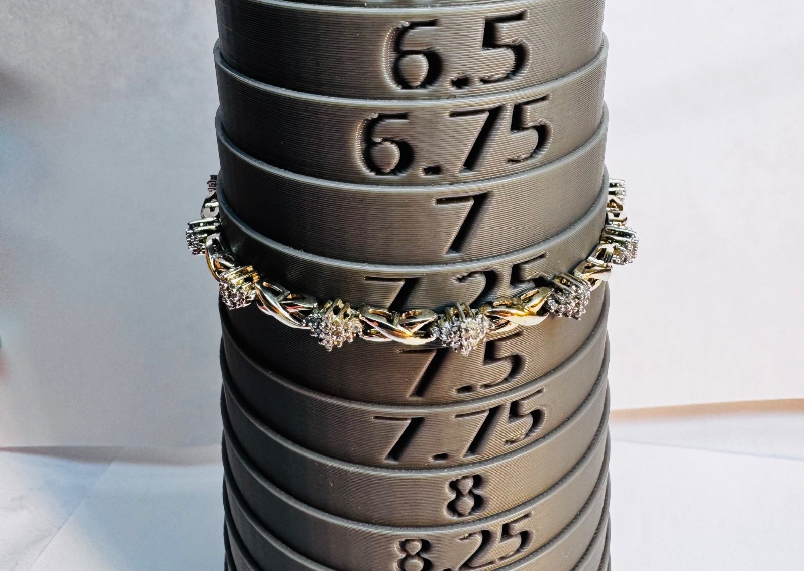 Estate 7.25in 925 Sterling Silver CZ Bracelet Twisted Link 11g Vintage Style