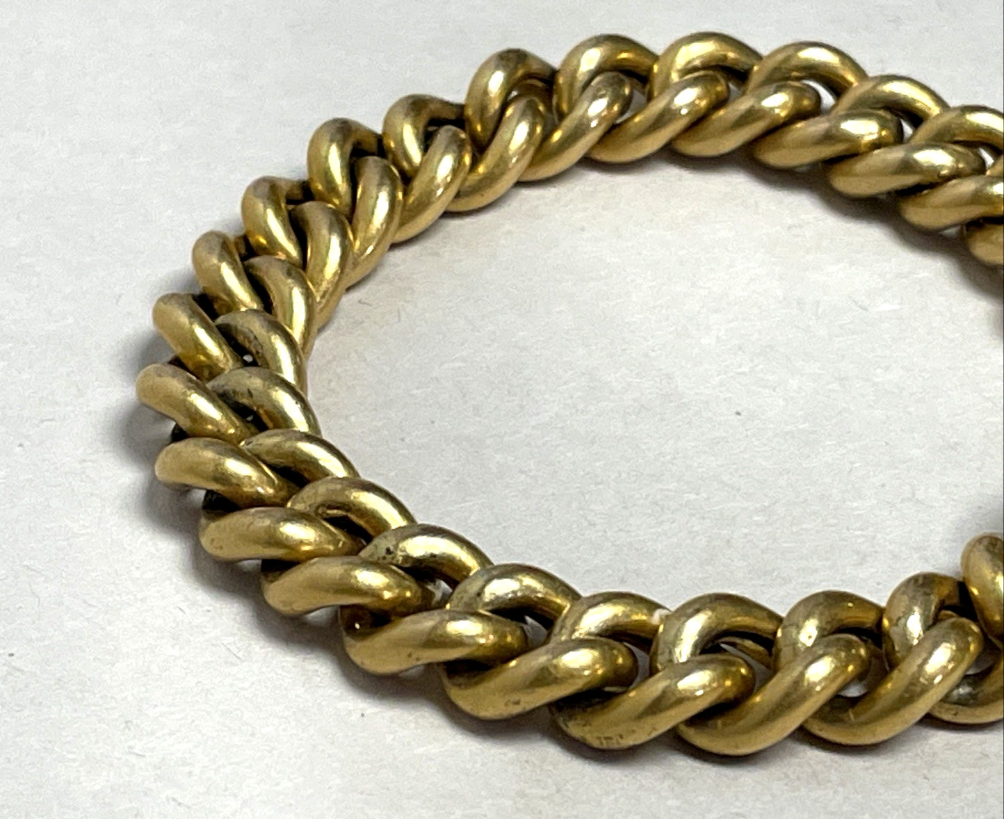 Heavy 34g Antique Victorian T*H Gold Filled Curb Link Bracelet Heart Padlock 7″