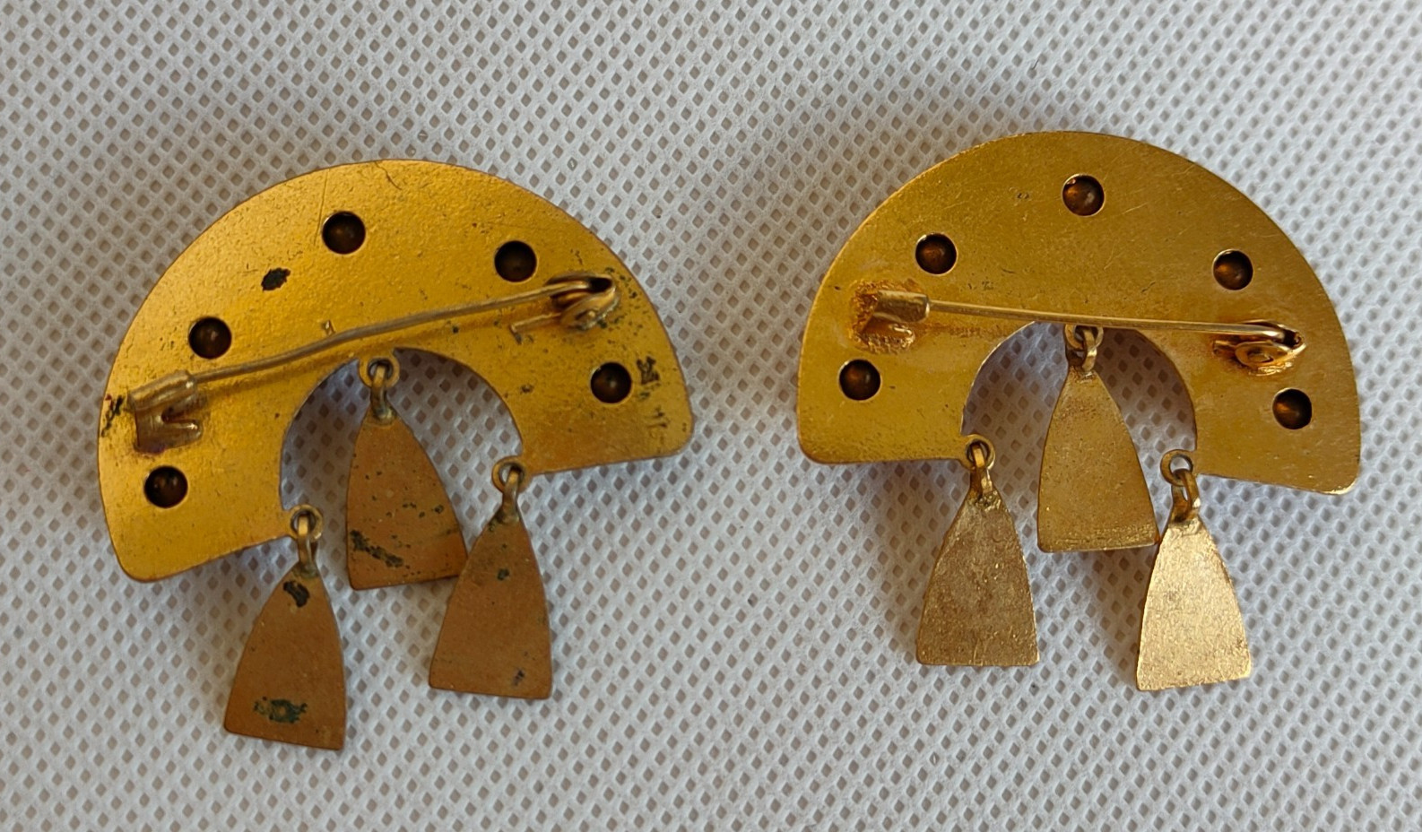 Vintage set of Soviet Czechoslovakian brooches with stones, 2 pcs. USSR.
