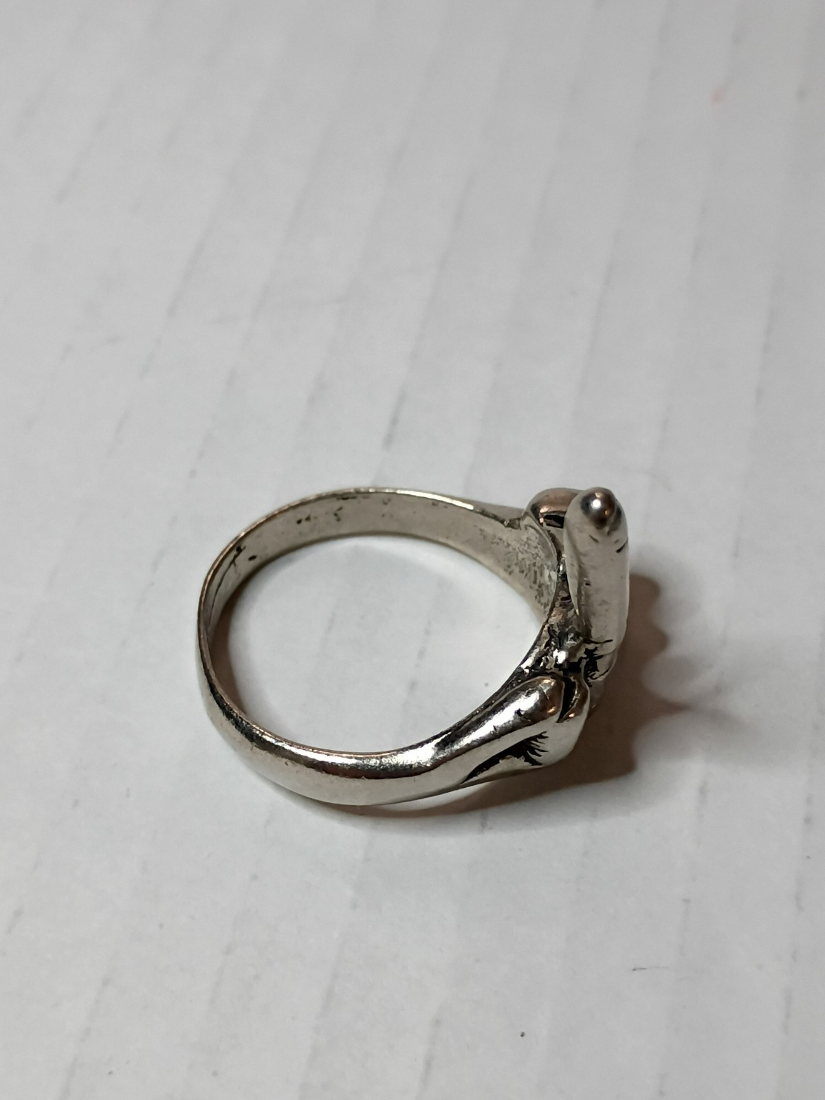 Vintage Metal Middle Finger Ring Size 13.75 Biker Retro Punk Rock Goth Crude