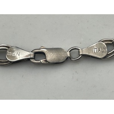 Vintage Italian Sterling Silver Double Rolo Link Bracelet 925 7.75″