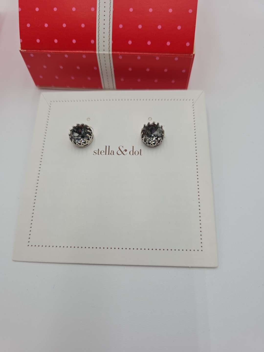 Vintage Stella & Dot Silver Tone Black Crystal Rhinestone Bracelet & Earring Set