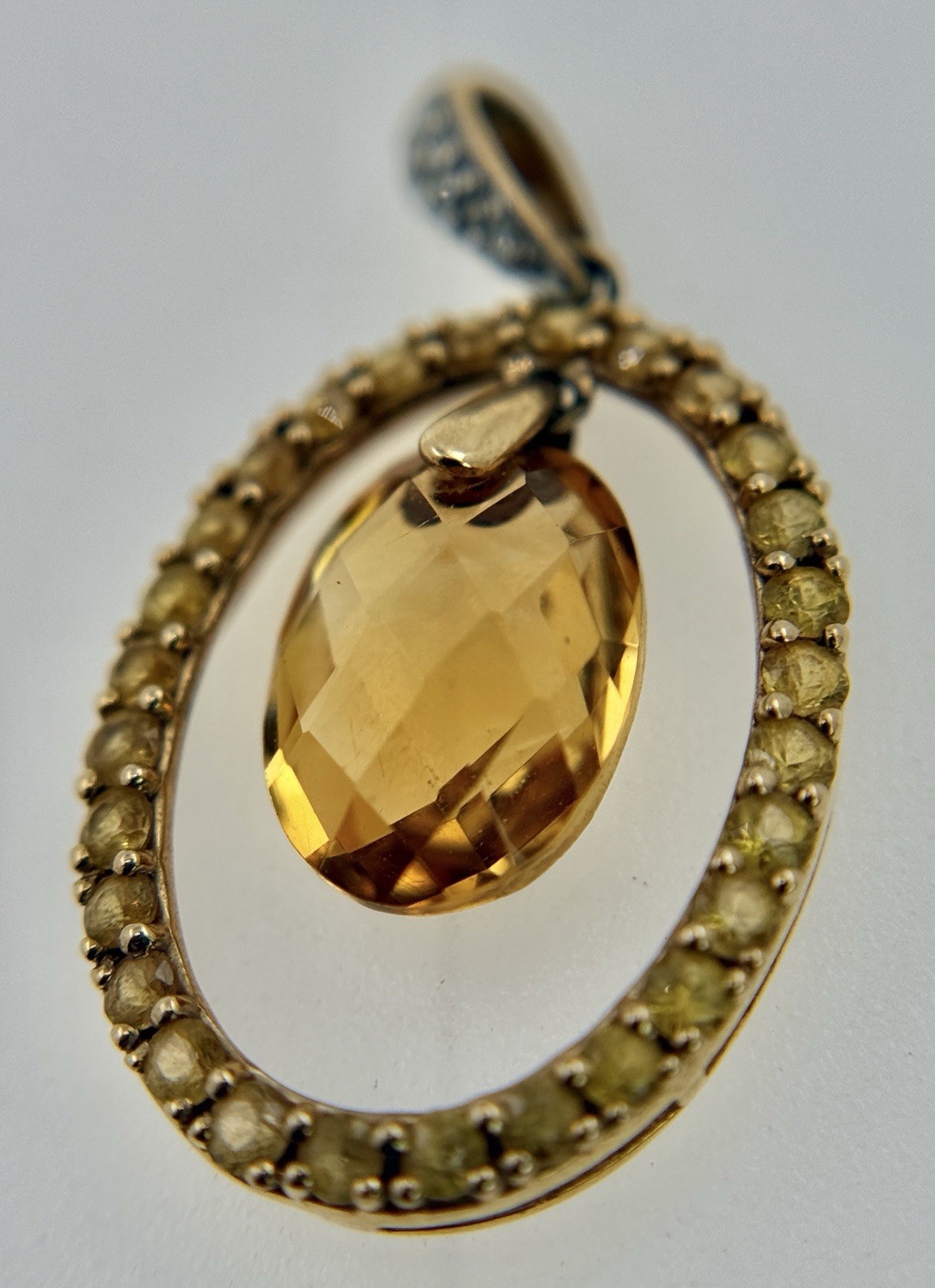 14K Gold Diamond Citrine Gold Pendant 2.25Cttw, 2g approximately