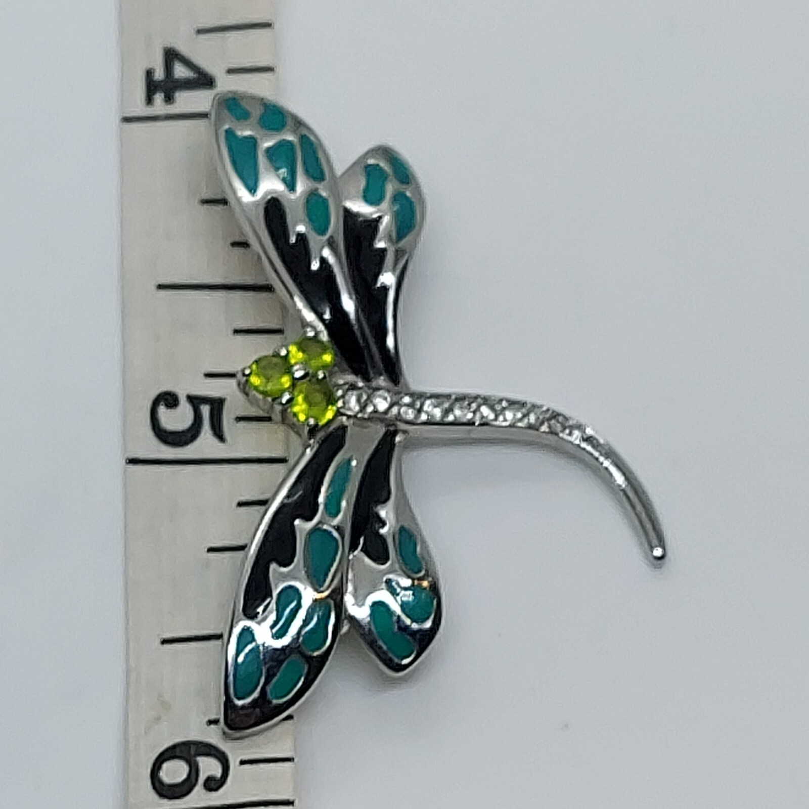 Vintage DBJ 925 Peridot And CZ Dragonfly Brooch