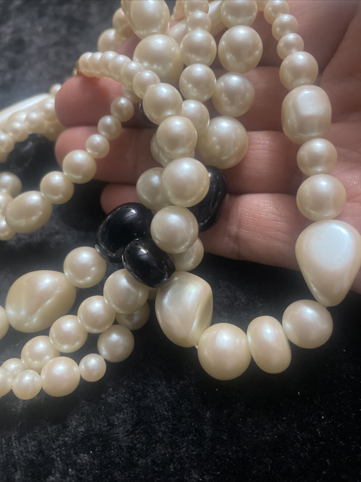 Vintage Different shapes and sizes Faux Pearls Necklace 52 Inch